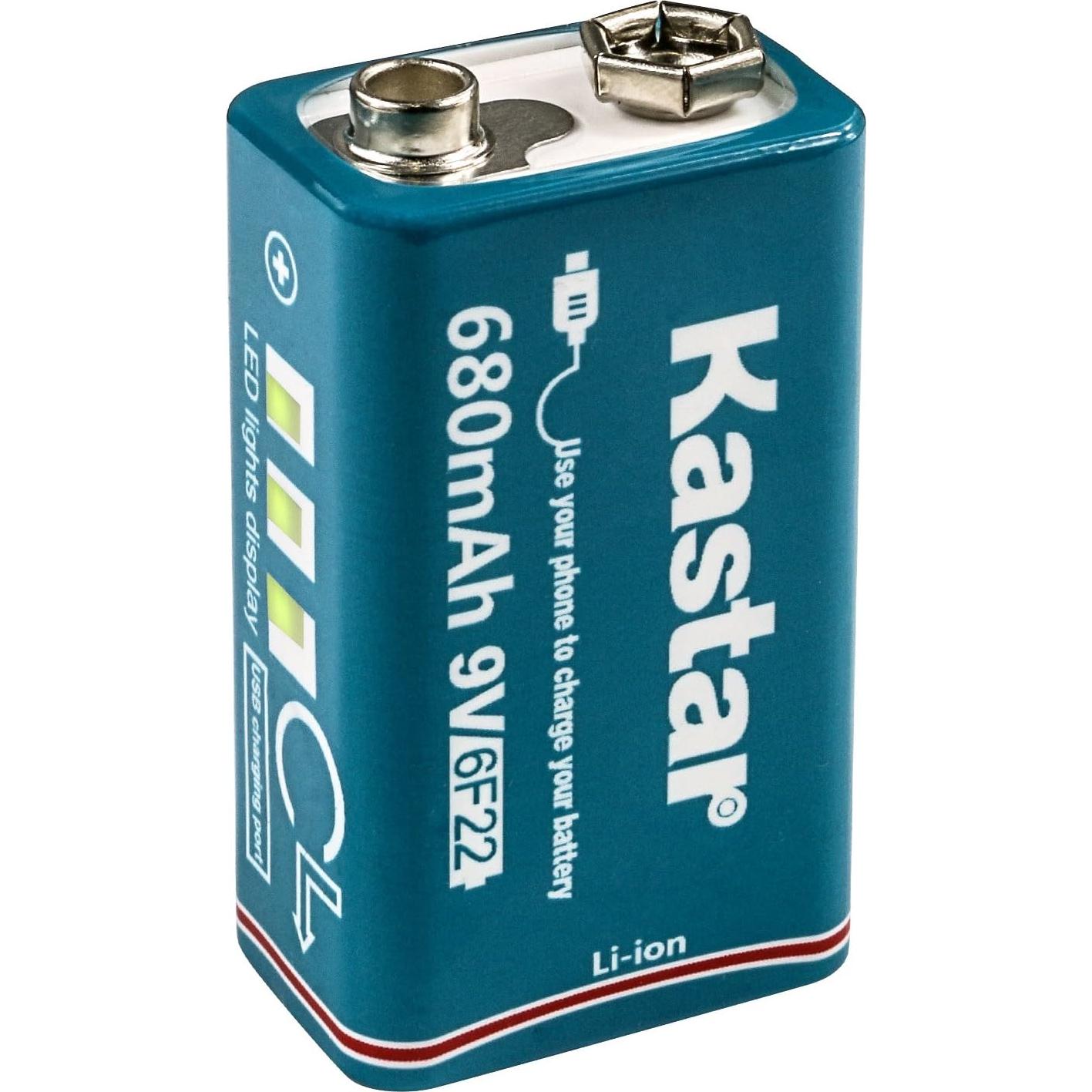 Baterías Recargables de Litio Kastar 9V 680mAh Micro USB - Paquete de 6