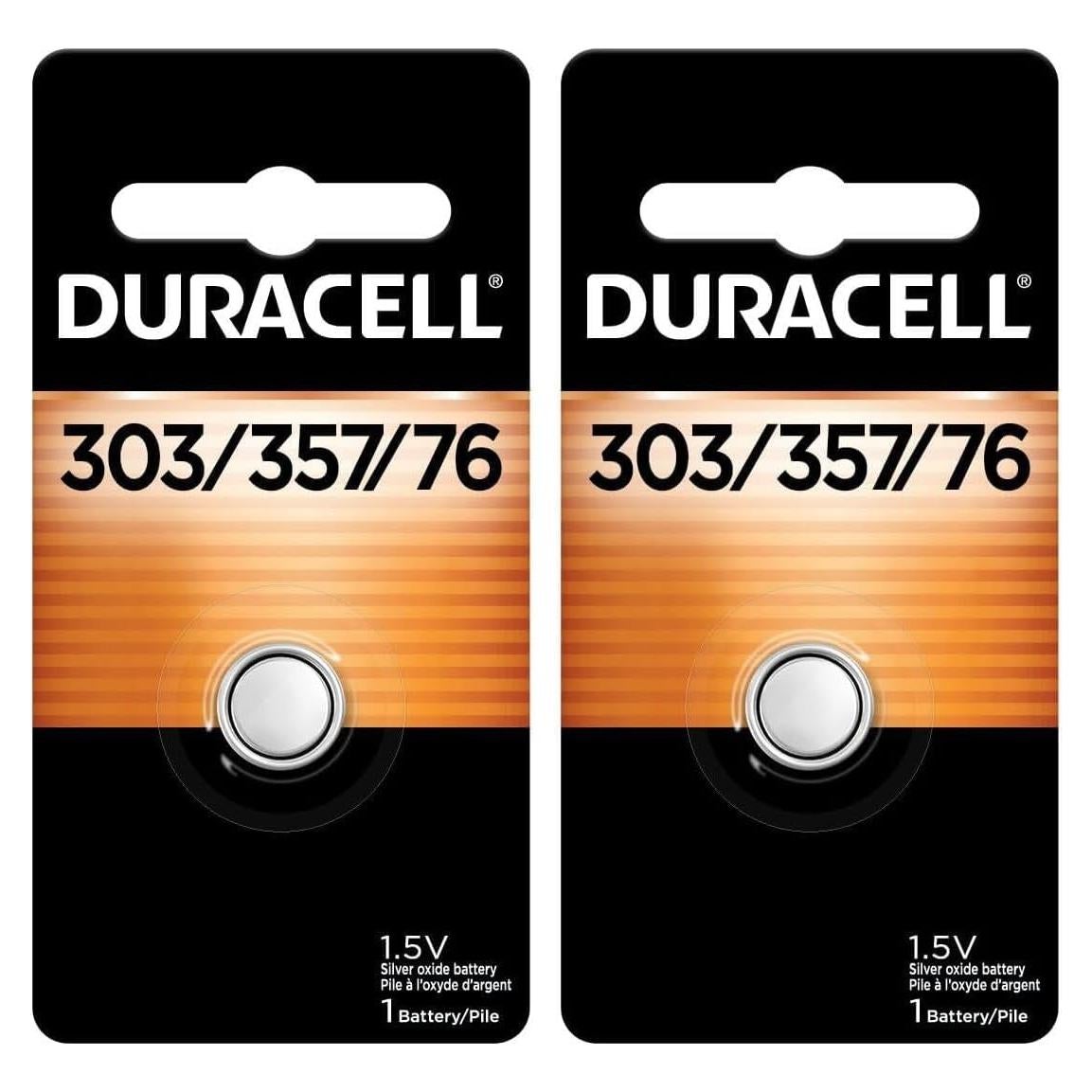Batería de botón Duracell 303/357/76 1.5V - Paquete de 2