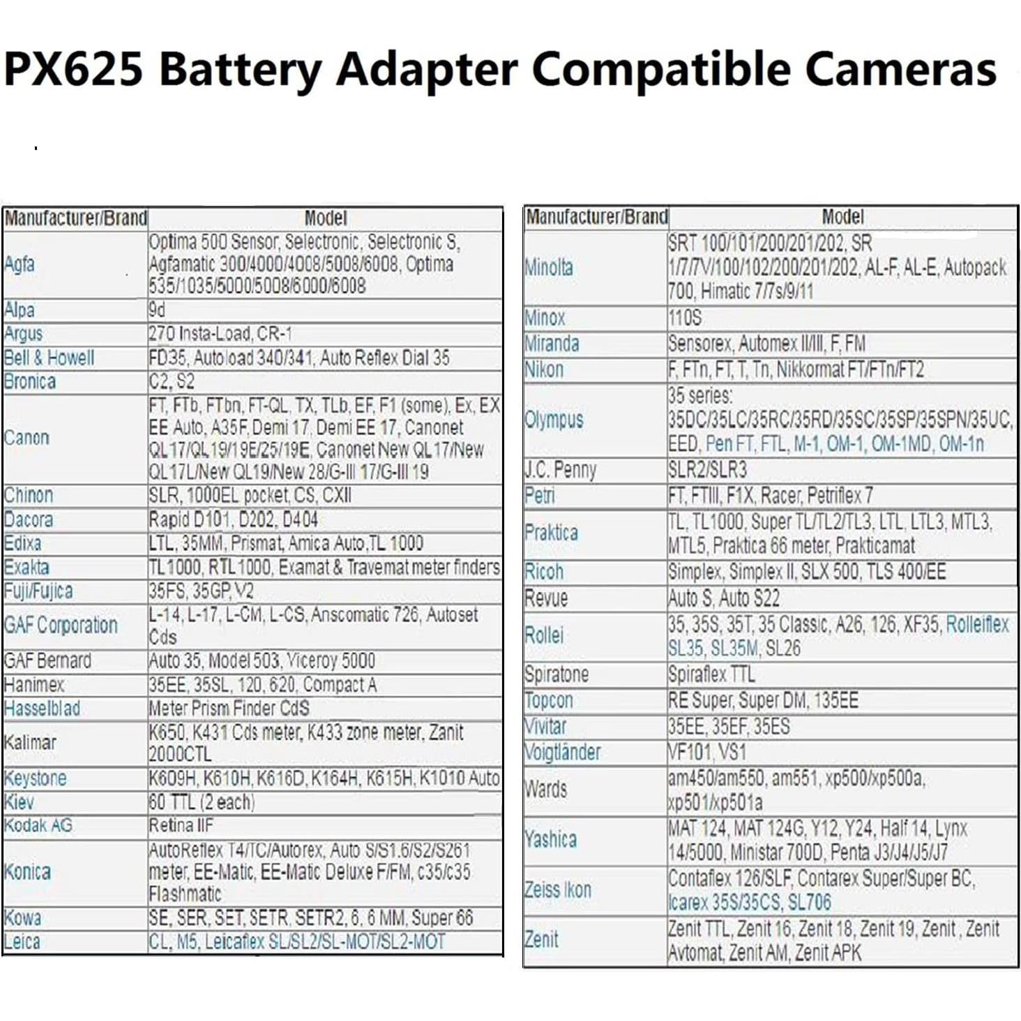 Adaptadores de Batería BAQI MR-9 PX625 para Cámara Antigua - 2 Pcs