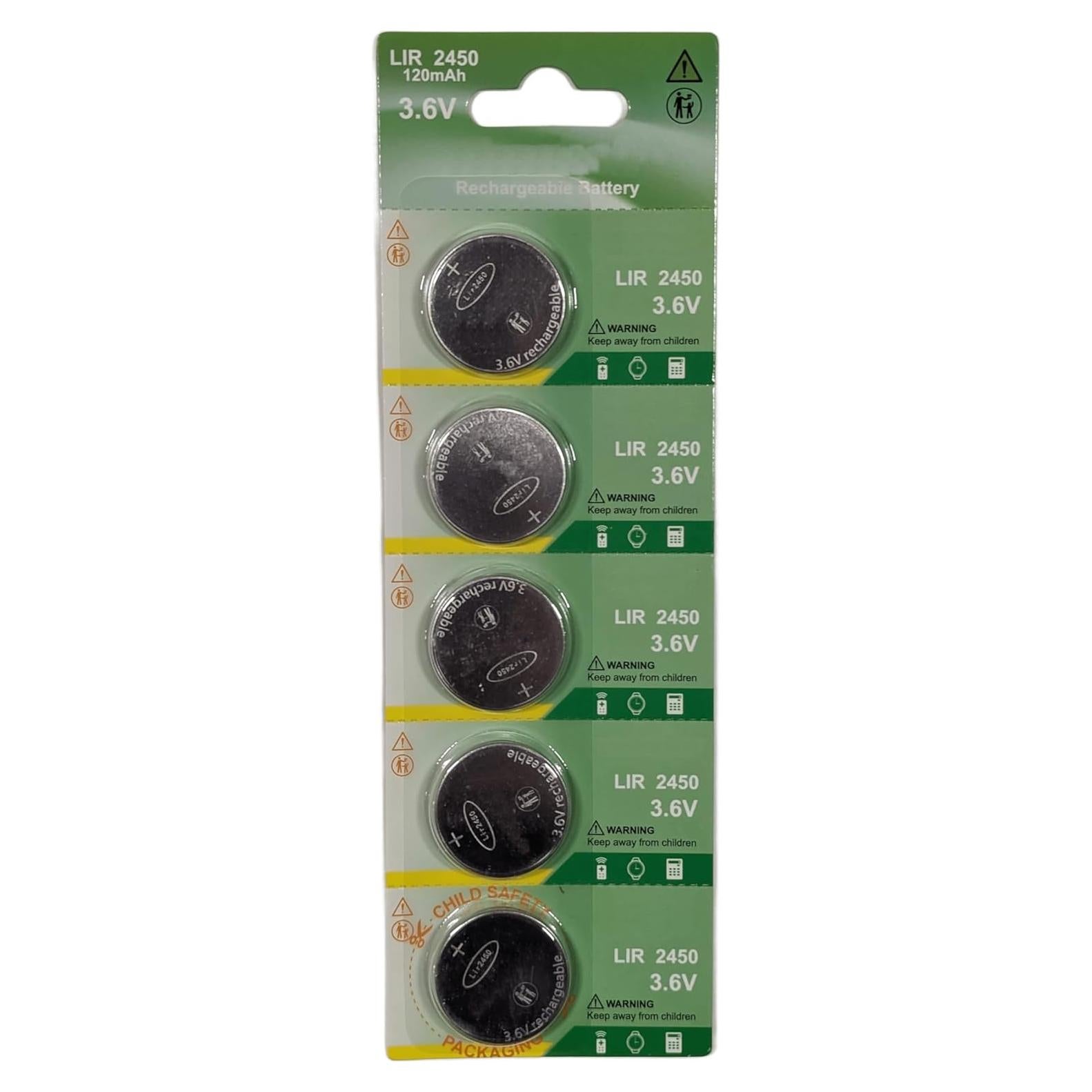 Baterías Li-Ion LIR2450 Milestock 5 Piezas 120mAh 3.6V