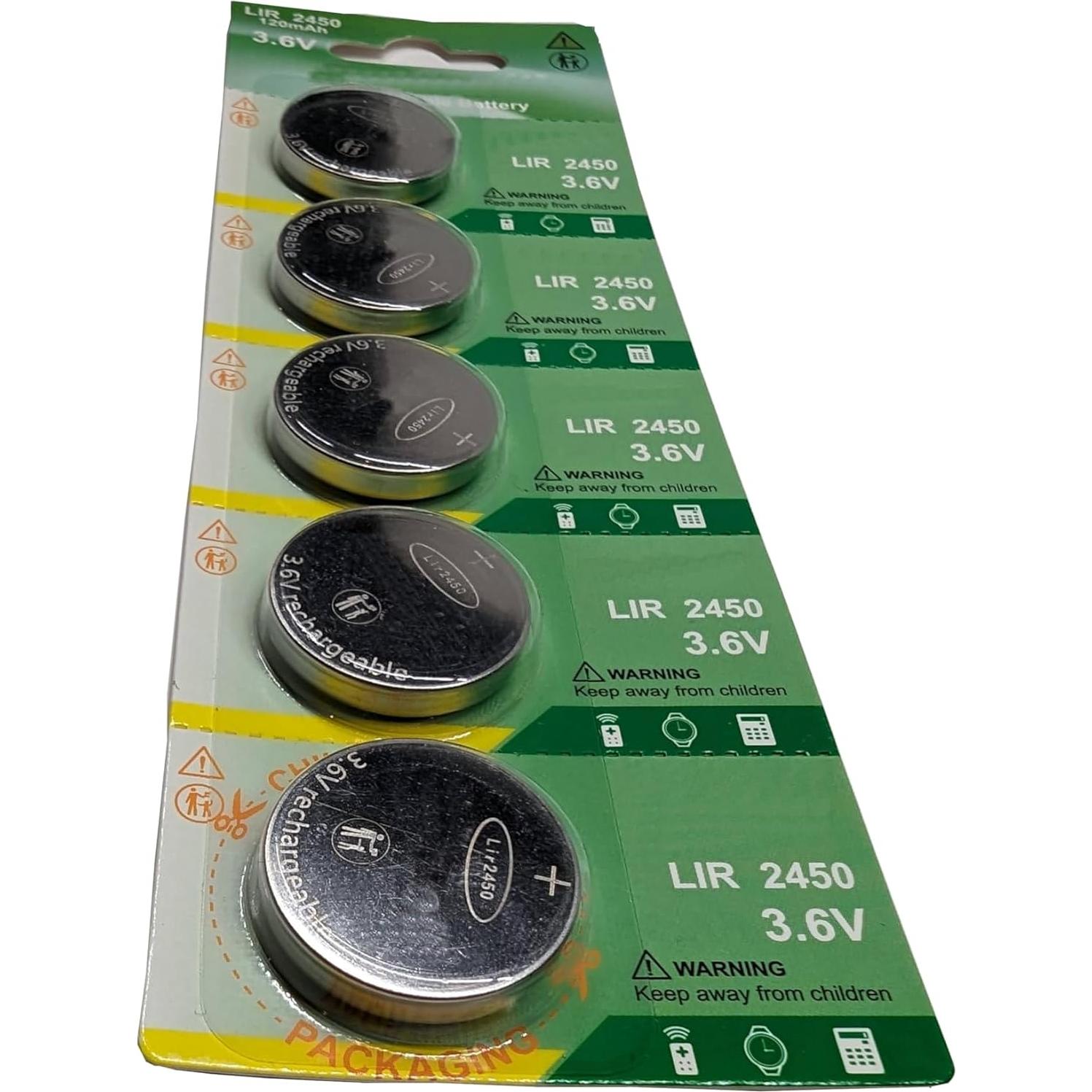 Baterías Li-Ion LIR2450 Milestock 5 Piezas 120mAh 3.6V