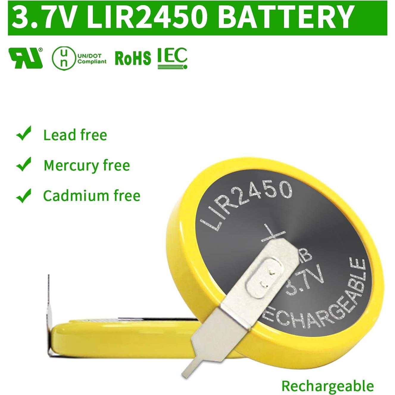 Batería Recargable LIR2450 EEMB 120mAh 3.7V x5 con Pestañas