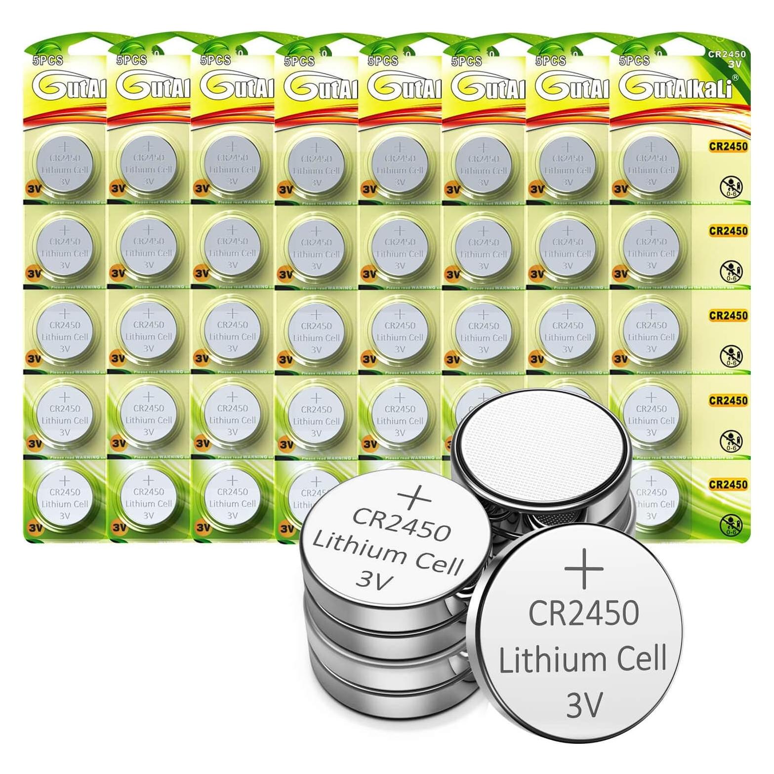 Baterías de Litio GutAlkaLi CR2450 3V - 40 Piezas de Alto Rendimiento