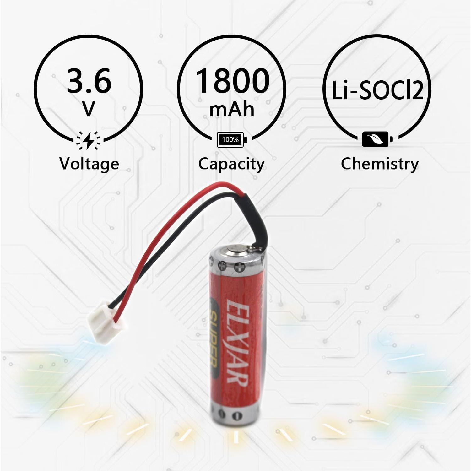 Batería de Litio ER6C 3.6V 1800mAh elxjar - Paquete de 5