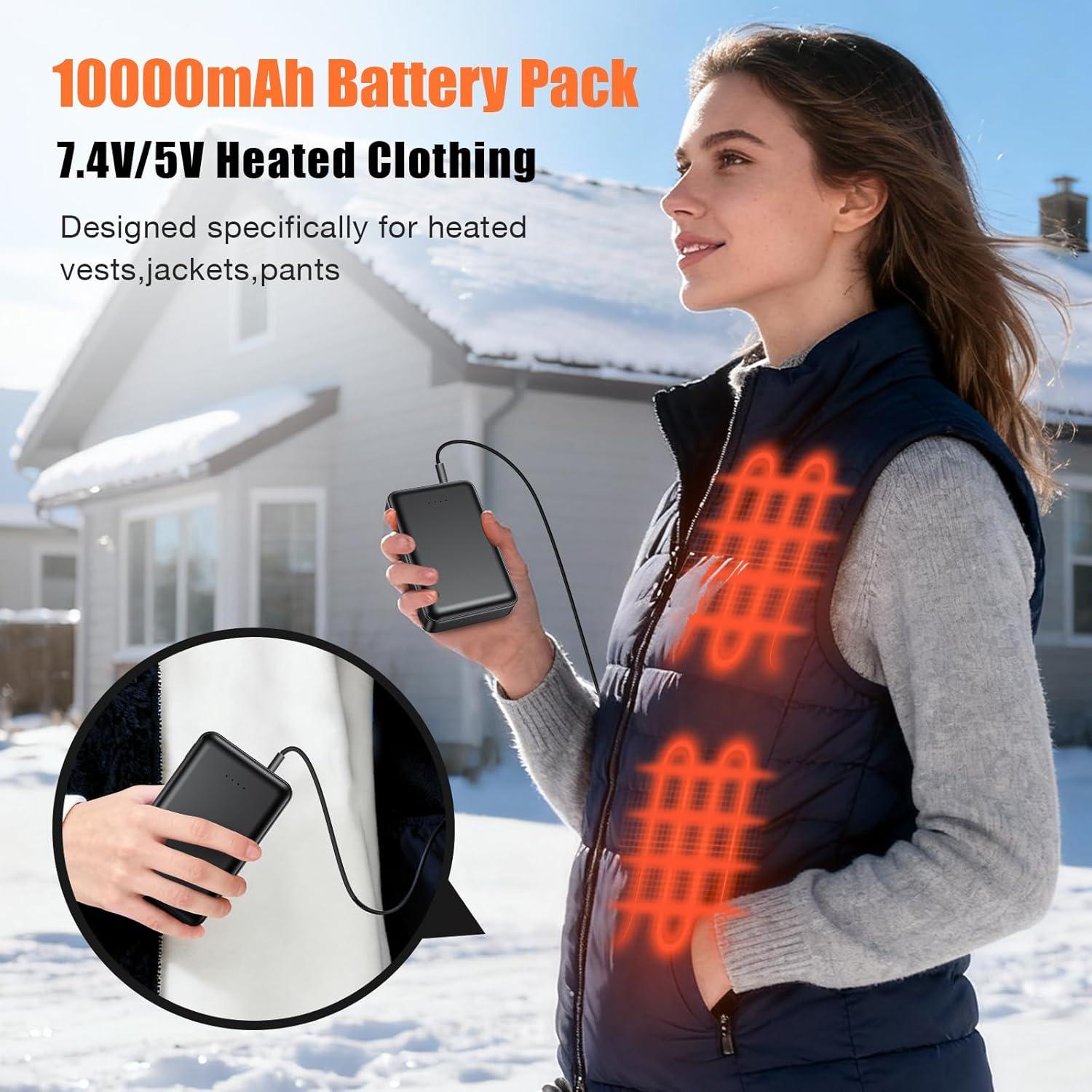 Batería Recargable 10000mAh 7.4V para Ropa Calefaccionada