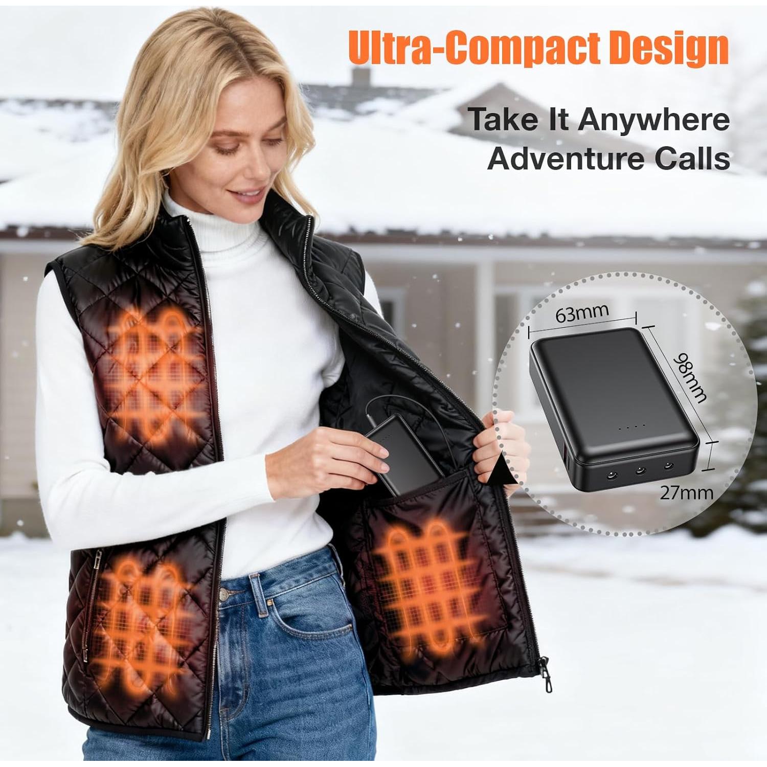 Batería Recargable 10000mAh 7.4V para Ropa Calefaccionada