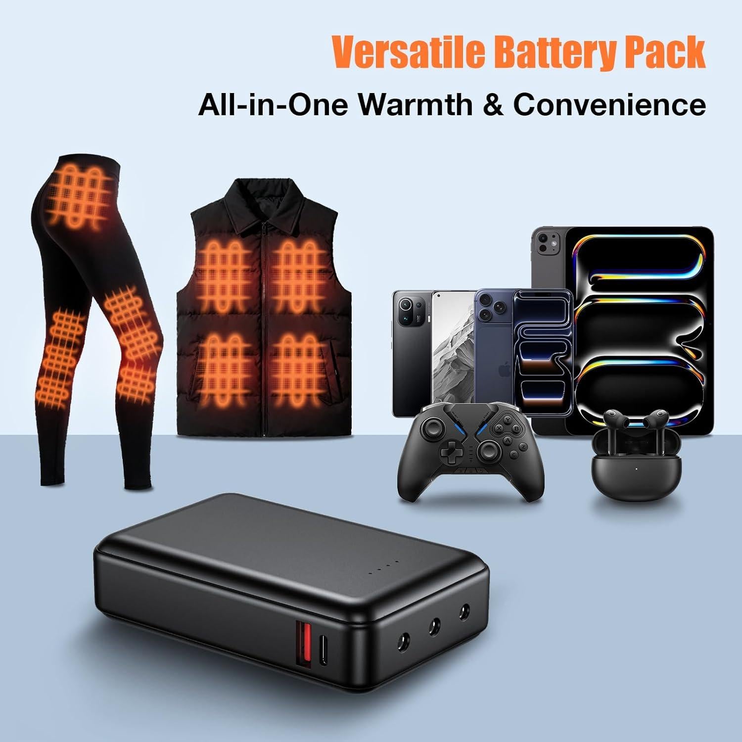 Batería Recargable 10000mAh 7.4V para Ropa Calefaccionada