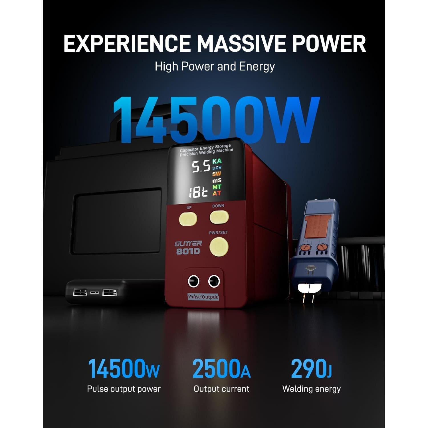 Soldador de Puntos Glitter 801D 14500W 3.81kg Automático