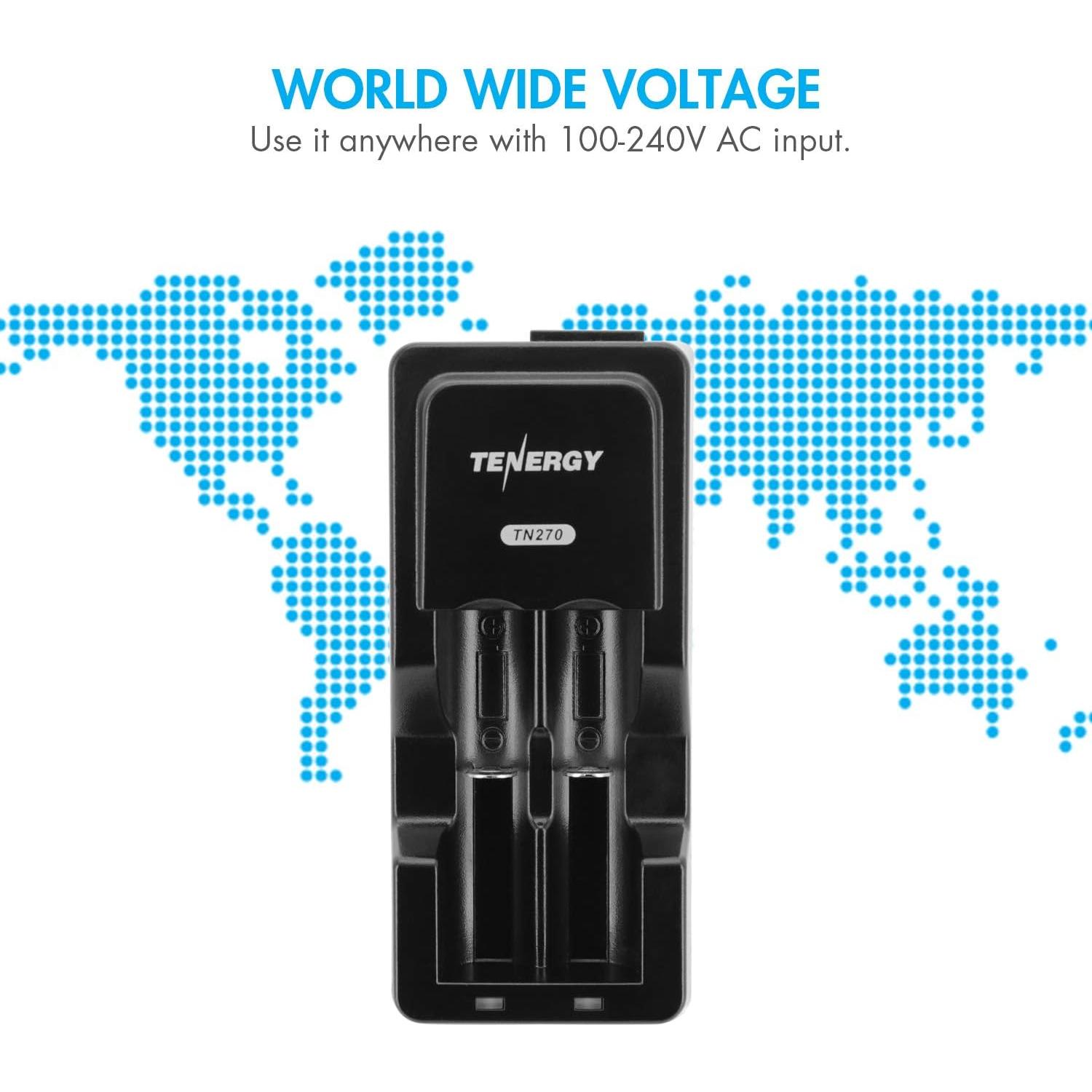 Cargador Rápido Tenergy TN270 para Baterías Li-ion 18650/14500