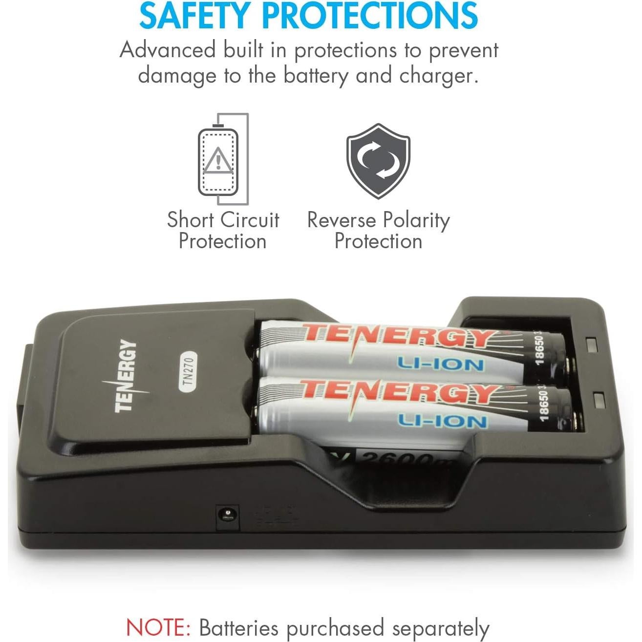 Cargador Rápido Tenergy TN270 para Baterías Li-ion 18650/14500