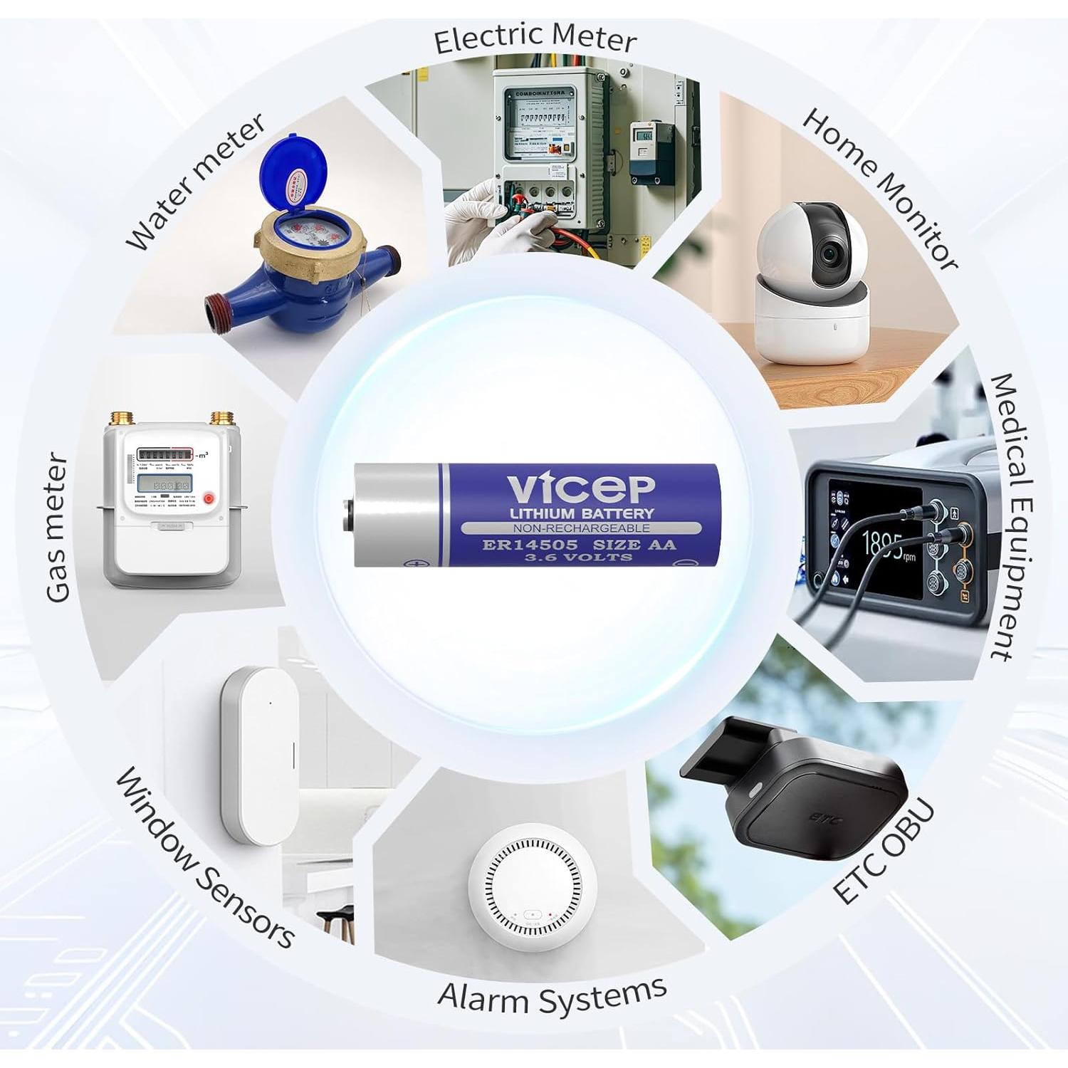 Paquete de 6 Baterías ER14505 3.6V AA Litio 2700mAh ViCep