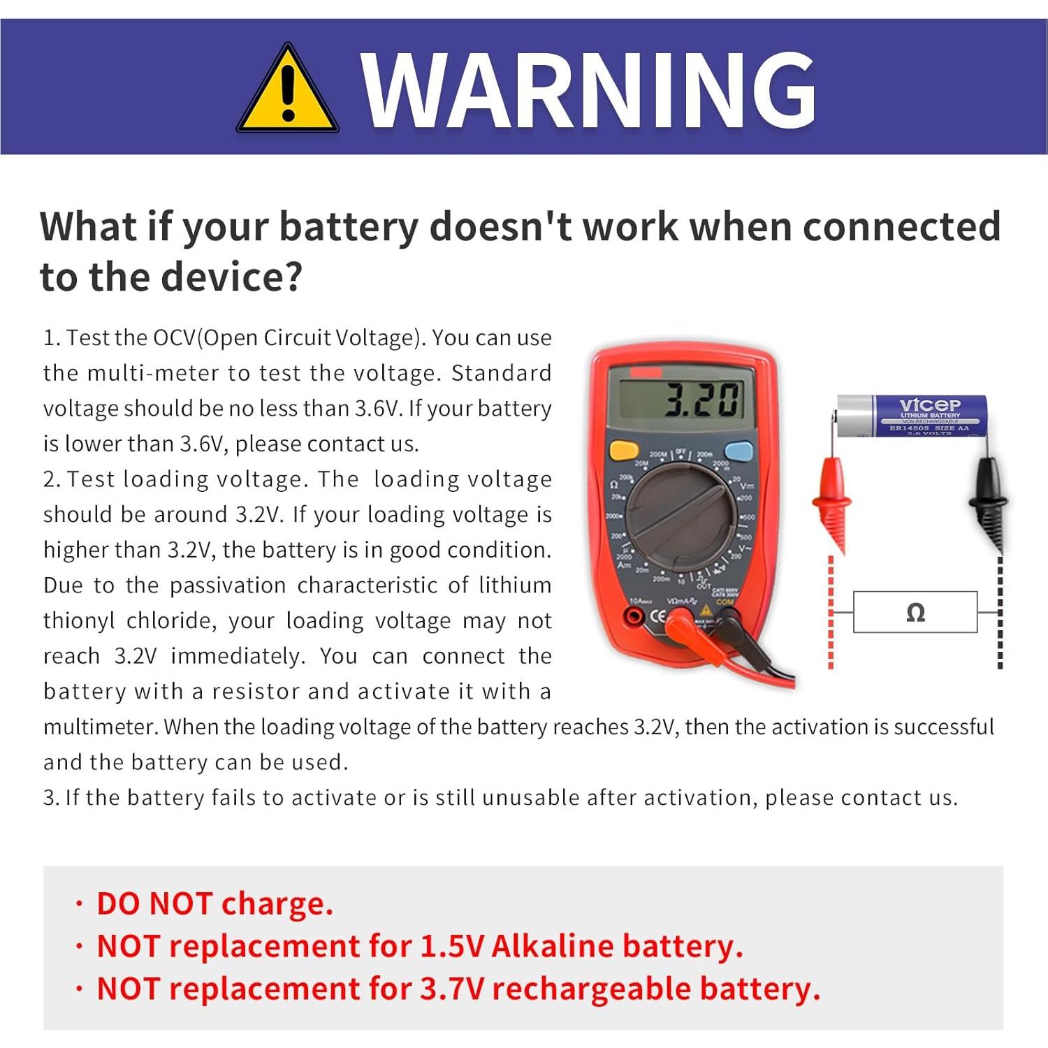 Paquete de 6 Baterías ER14505 3.6V AA Litio 2700mAh ViCep