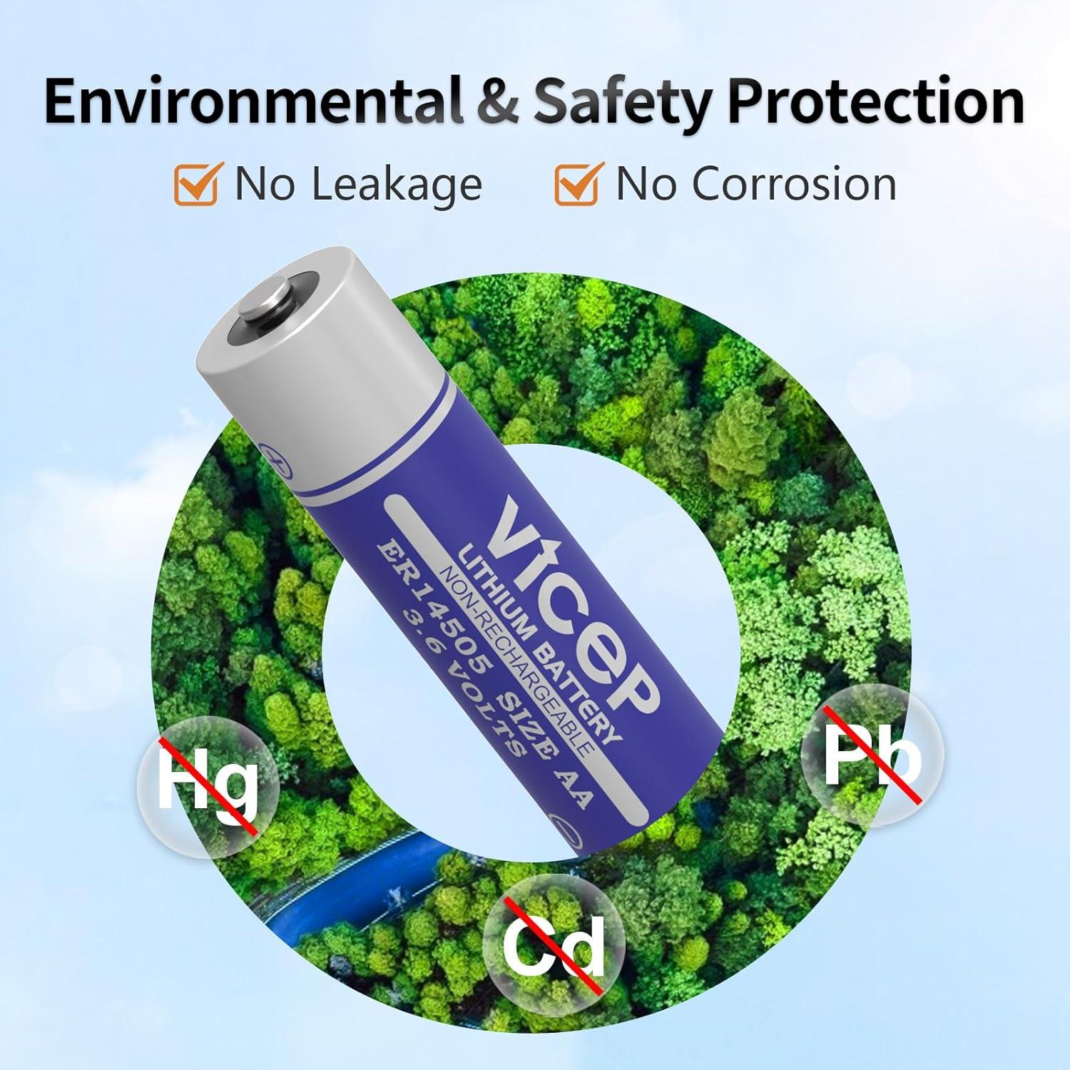 Paquete de 6 Baterías ER14505 3.6V AA Litio 2700mAh ViCep