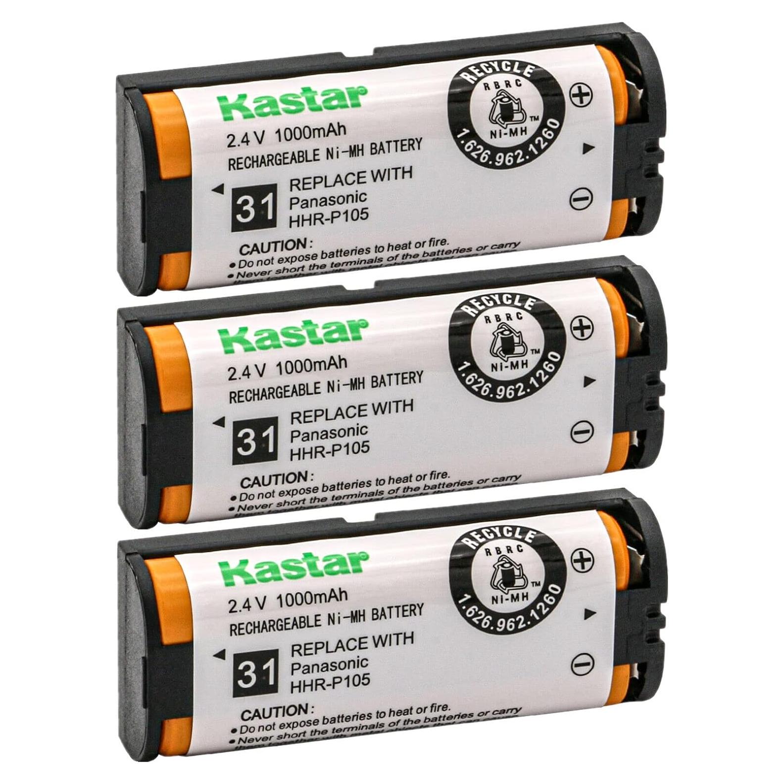 Batería Kastar 3-Pack Ni-MH 1000mAh 2.4V para Panasonic