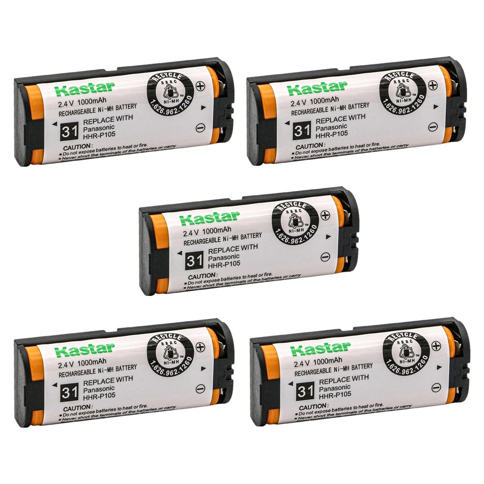 Baterías de Reemplazo Kastar 5 Pack Ni-MH 1000mAh 2.4V Panasonic