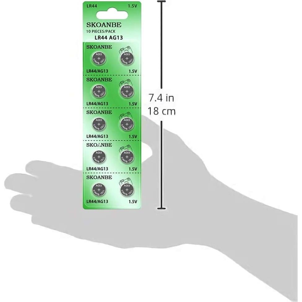 Baterías de botón SKOANBE LR44 AG13 50 unidades 1.5V