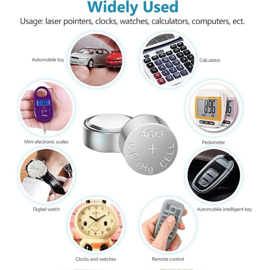 Baterías de botón SKOANBE LR44 AG13 50 unidades 1.5V