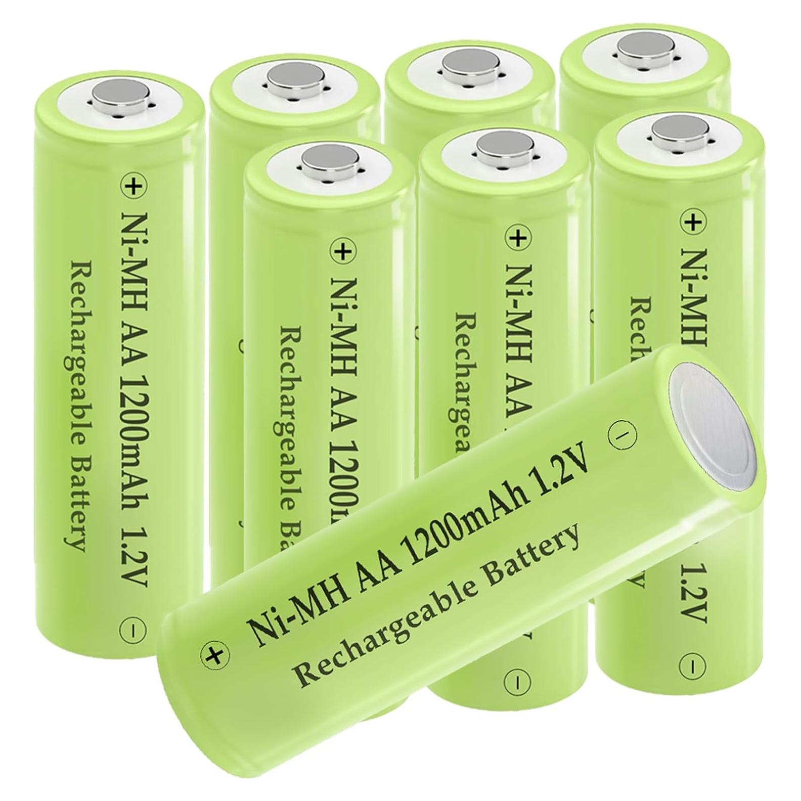 Paquete de 8 Baterías Recargables NiMH AA 1200mAh 1.2V Teneyuuo
