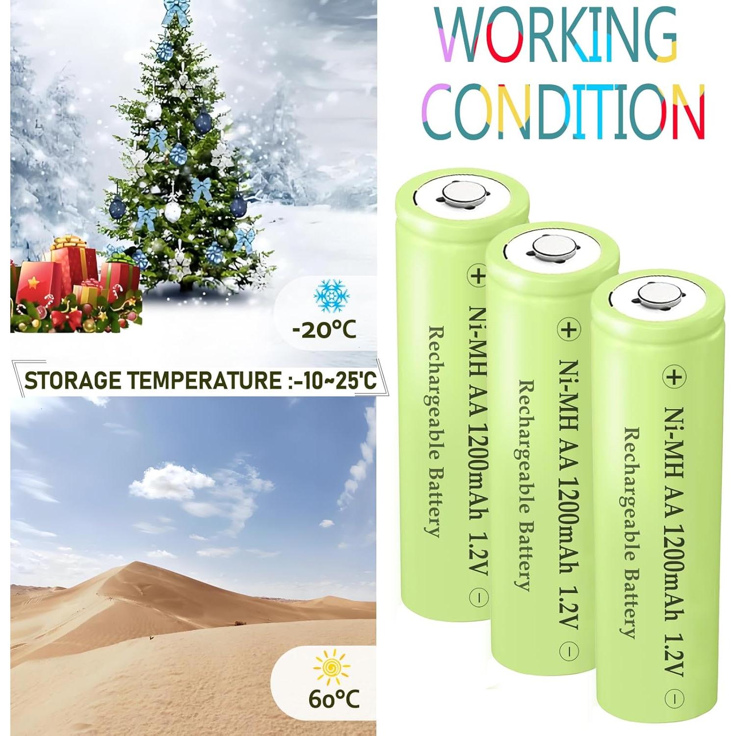 Paquete de 8 Baterías Recargables NiMH AA 1200mAh 1.2V Teneyuuo