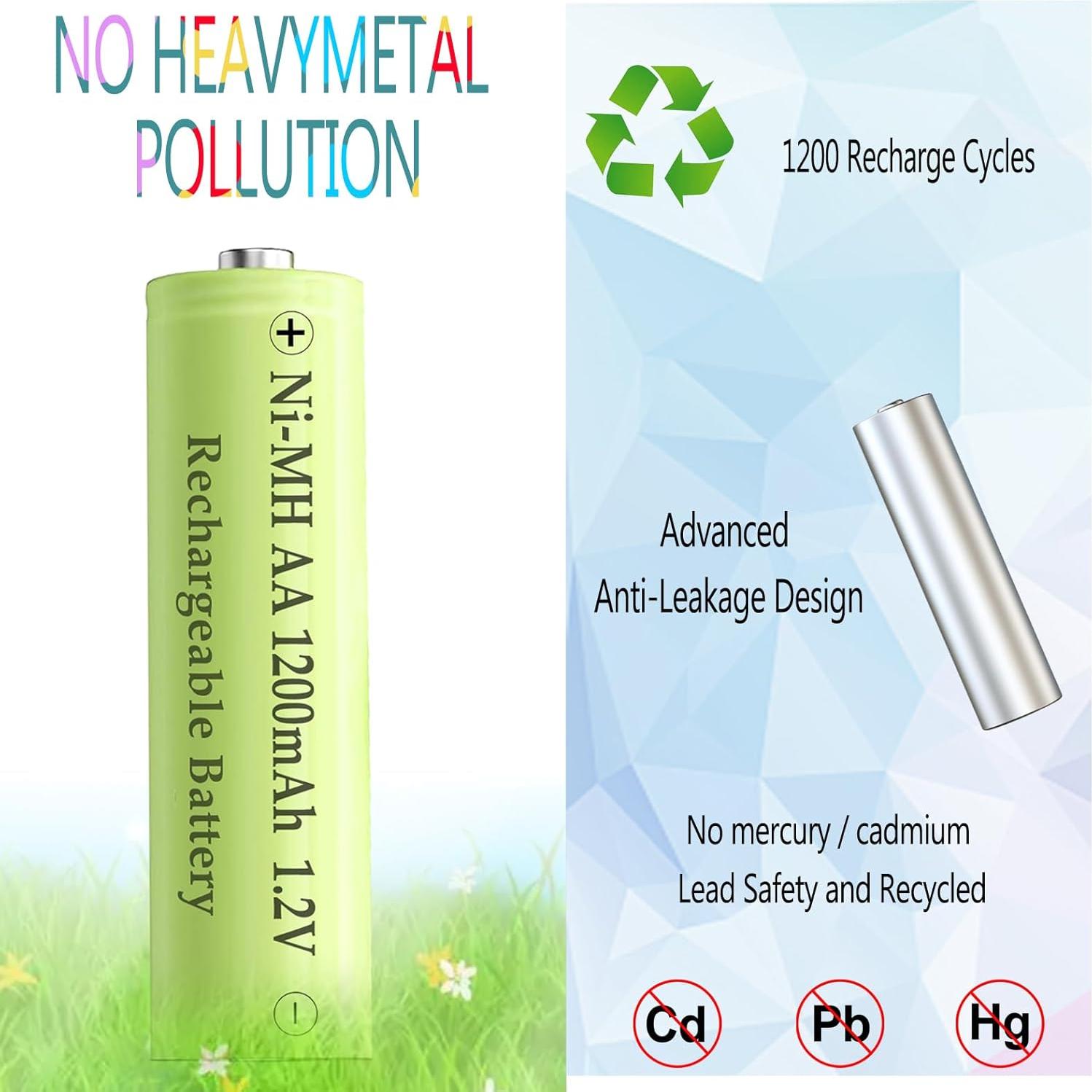 Paquete de 8 Baterías Recargables NiMH AA 1200mAh 1.2V Teneyuuo