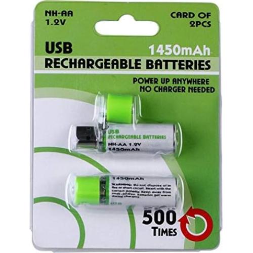 Baterías AA Recargables USB GreenEarth 1450mAh - 2 Piezas