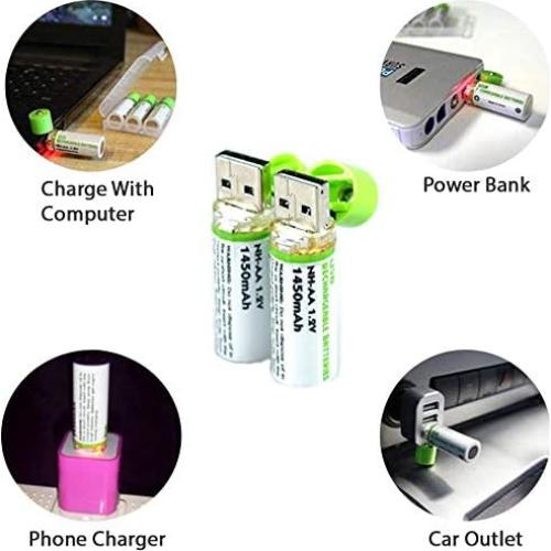 Baterías AA Recargables USB GreenEarth 1450mAh - 2 Piezas