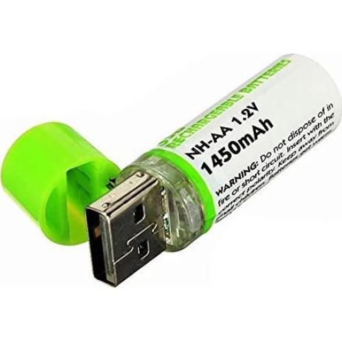 Baterías AA Recargables USB GreenEarth 1450mAh - 2 Piezas