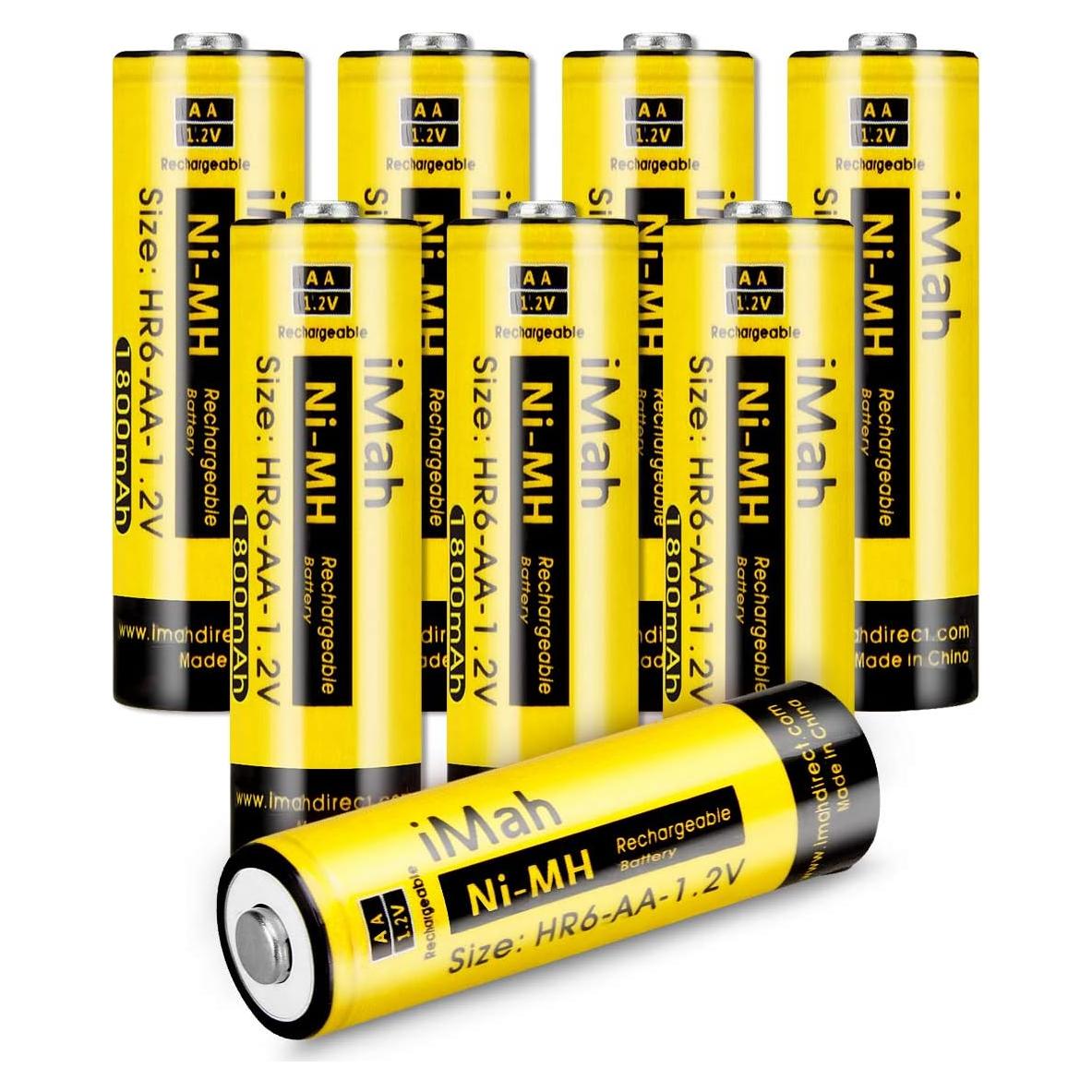 Baterías Recargables AA iMah HR6 1800mAh 1.2V Paquete de 8