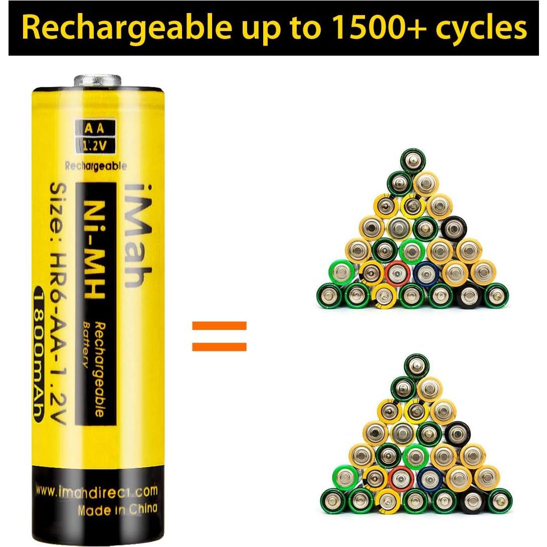 Baterías Recargables AA iMah HR6 1800mAh 1.2V Paquete de 8