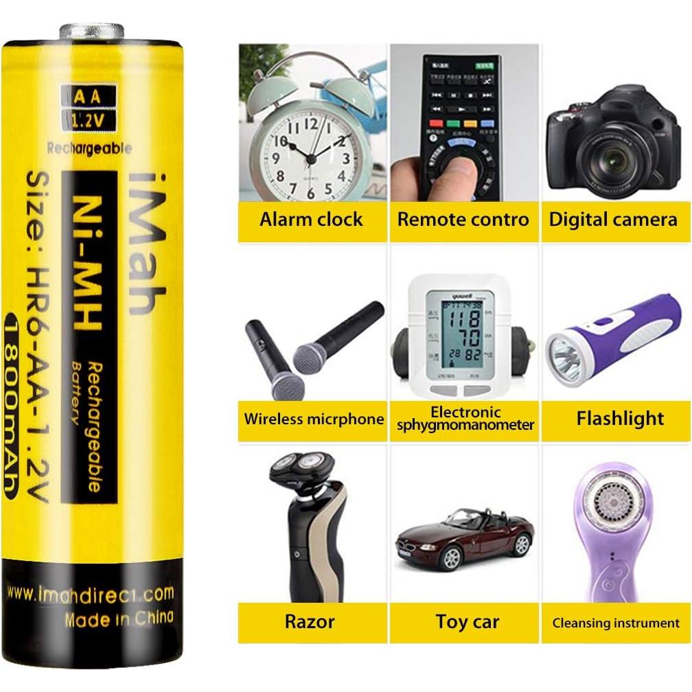 Baterías Recargables AA iMah HR6 1800mAh 1.2V Paquete de 8