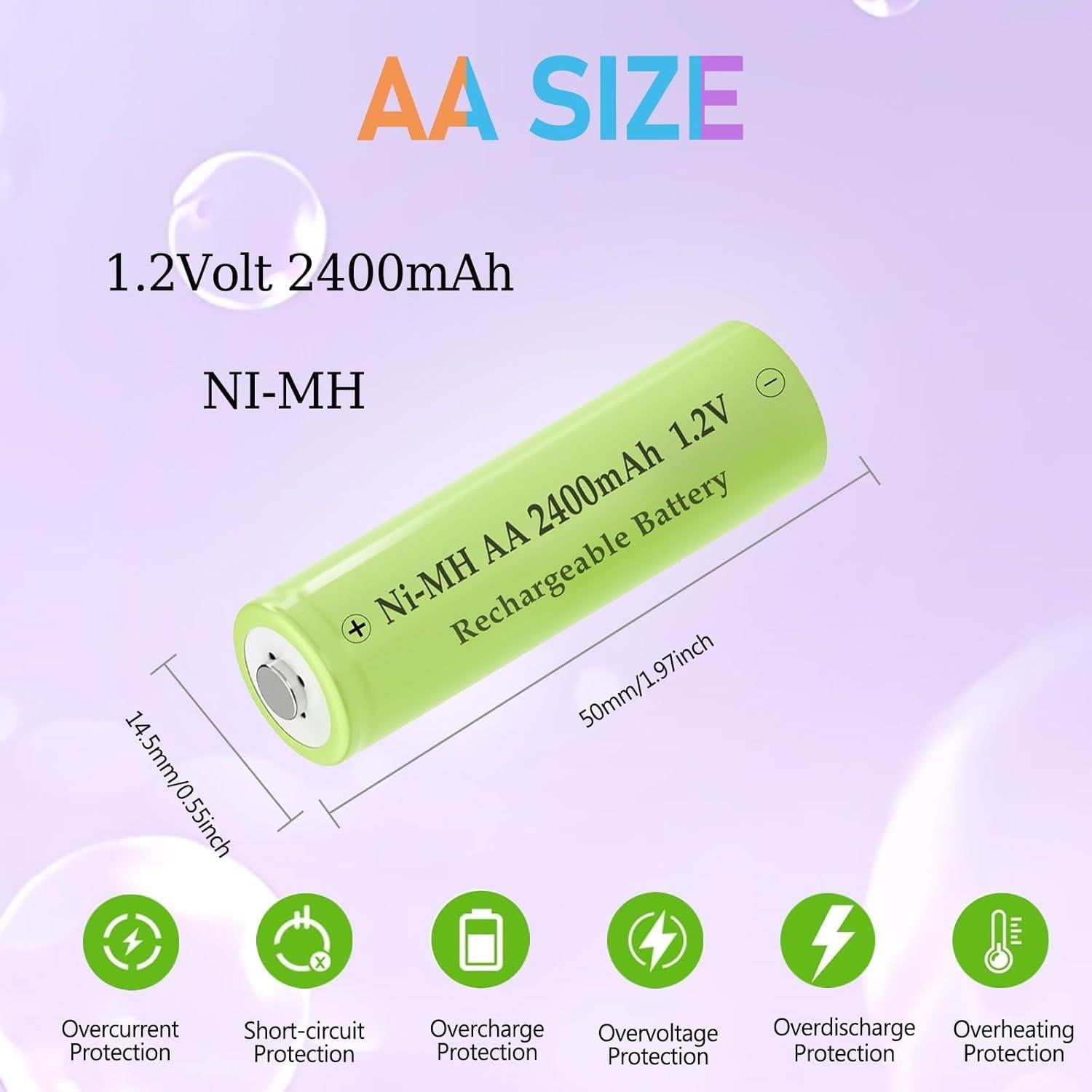 Baterías Recargables AA 2400mAh NiMH Teneyuuo - 4 Piezas