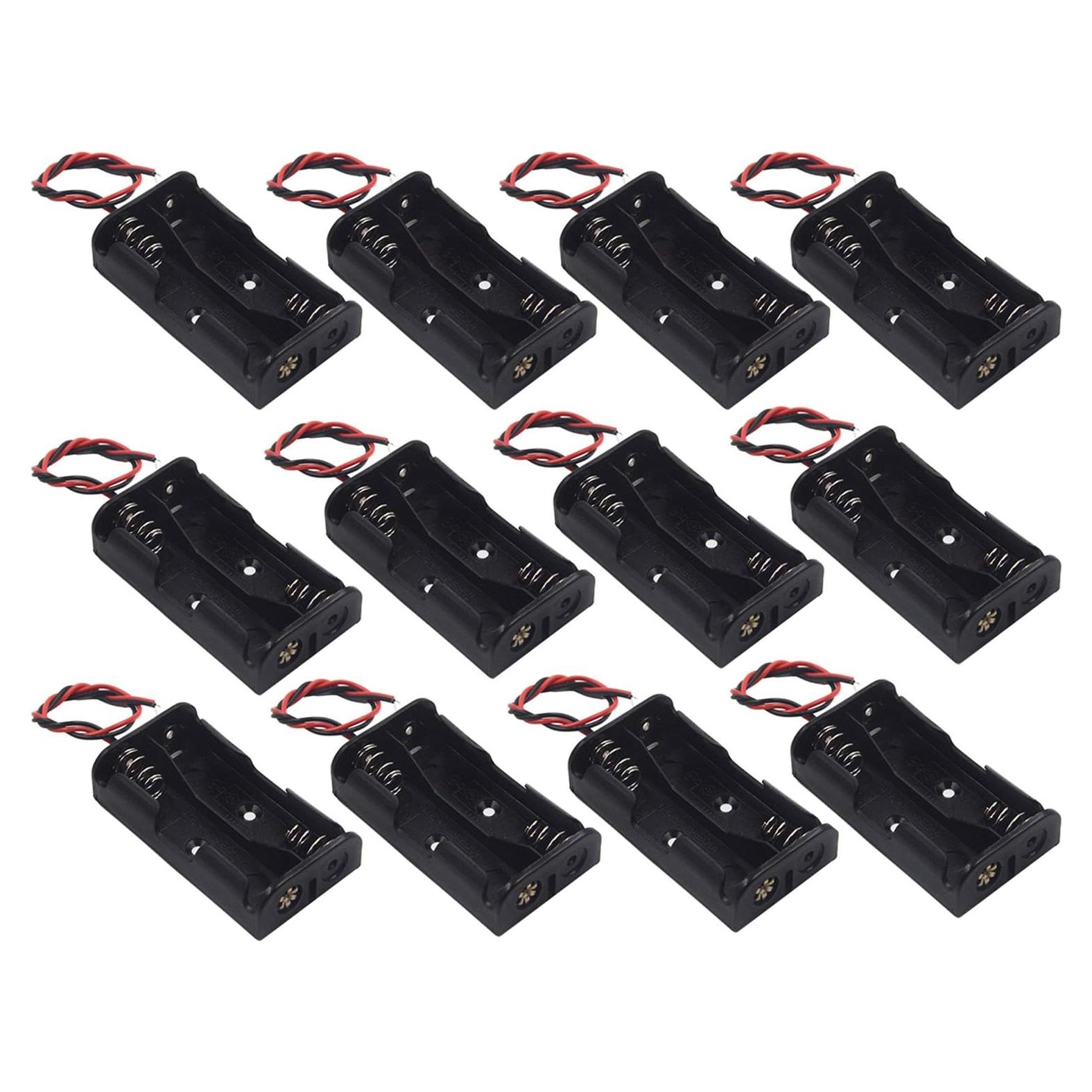 12 Soportes de Batería AA WAYLLSHINE con Cables - Negro