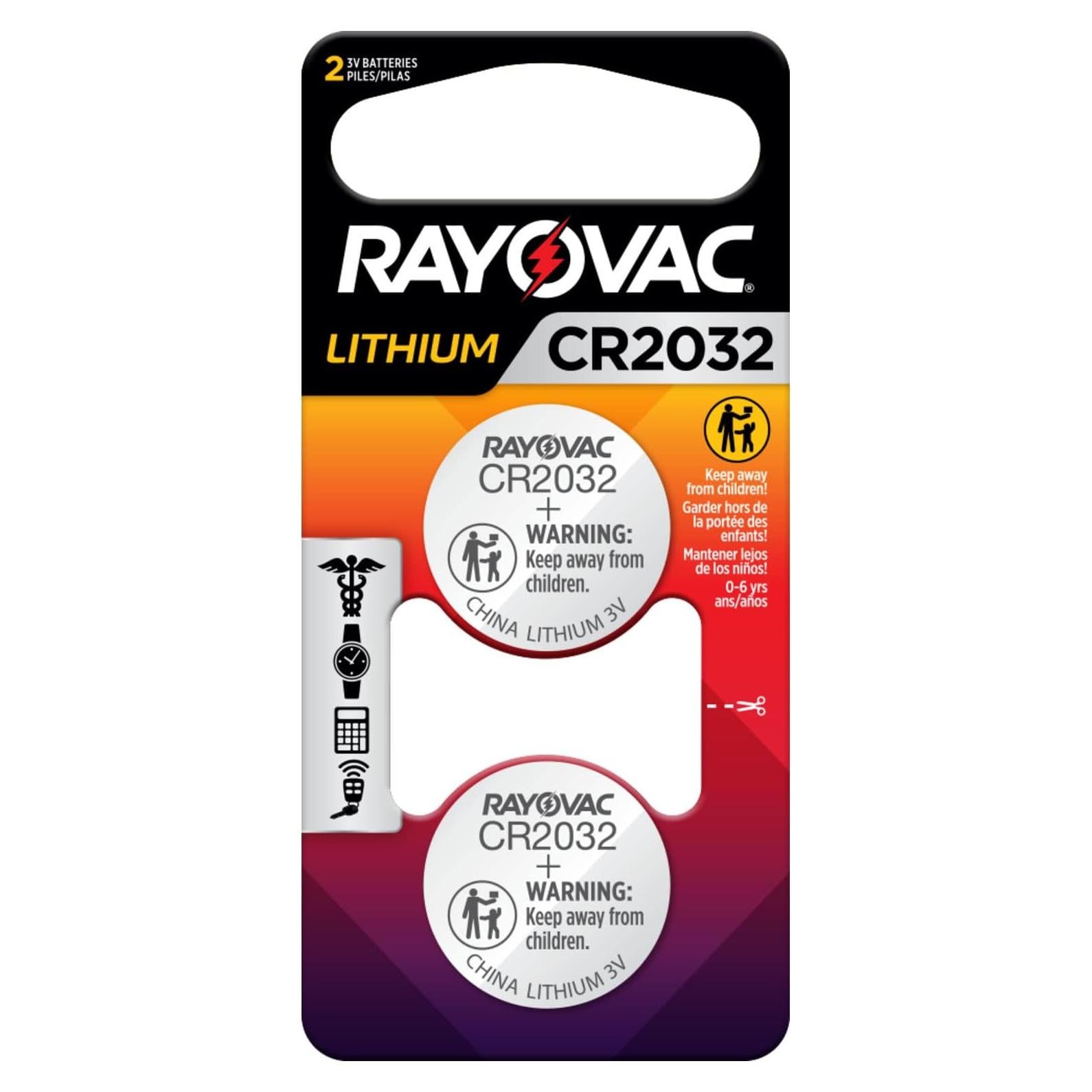 Baterías Rayovac CR2032 3V de Litio - Paquete de 2 Unidades