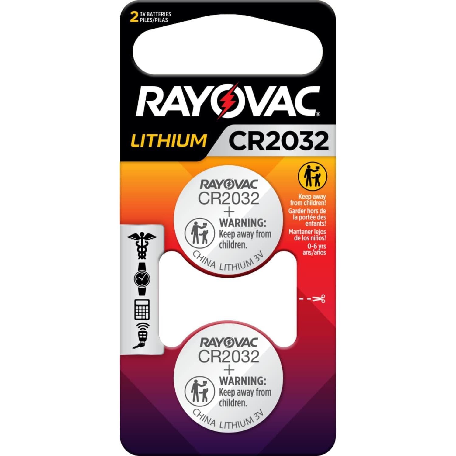 Baterías Rayovac CR2032 3V de Litio - Paquete de 2 Unidades