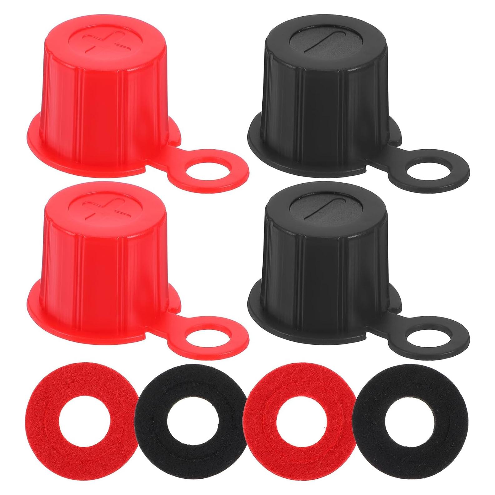 Cubiertas de terminal de batería EupHHonycs 4 PCS ABS Rojo Negro