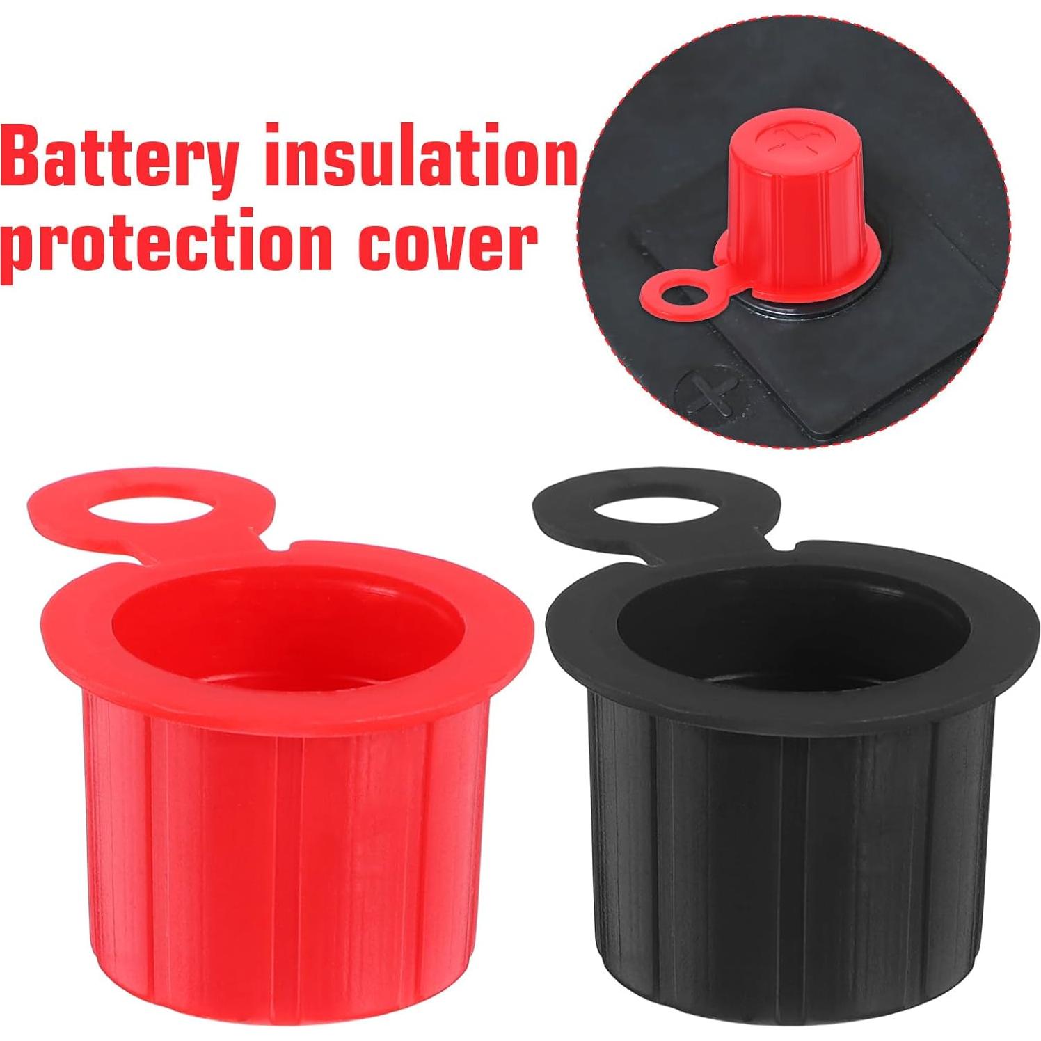 Cubiertas de terminal de batería EupHHonycs 4 PCS ABS Rojo Negro