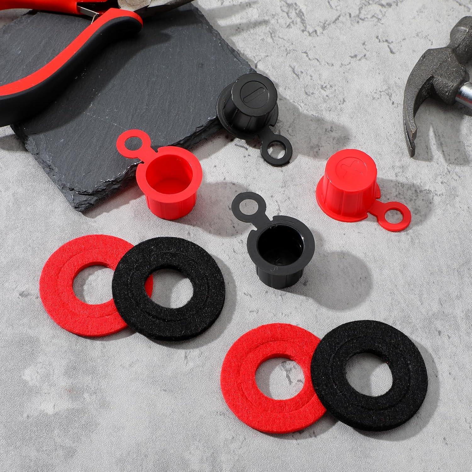 Cubiertas de terminal de batería EupHHonycs 4 PCS ABS Rojo Negro
