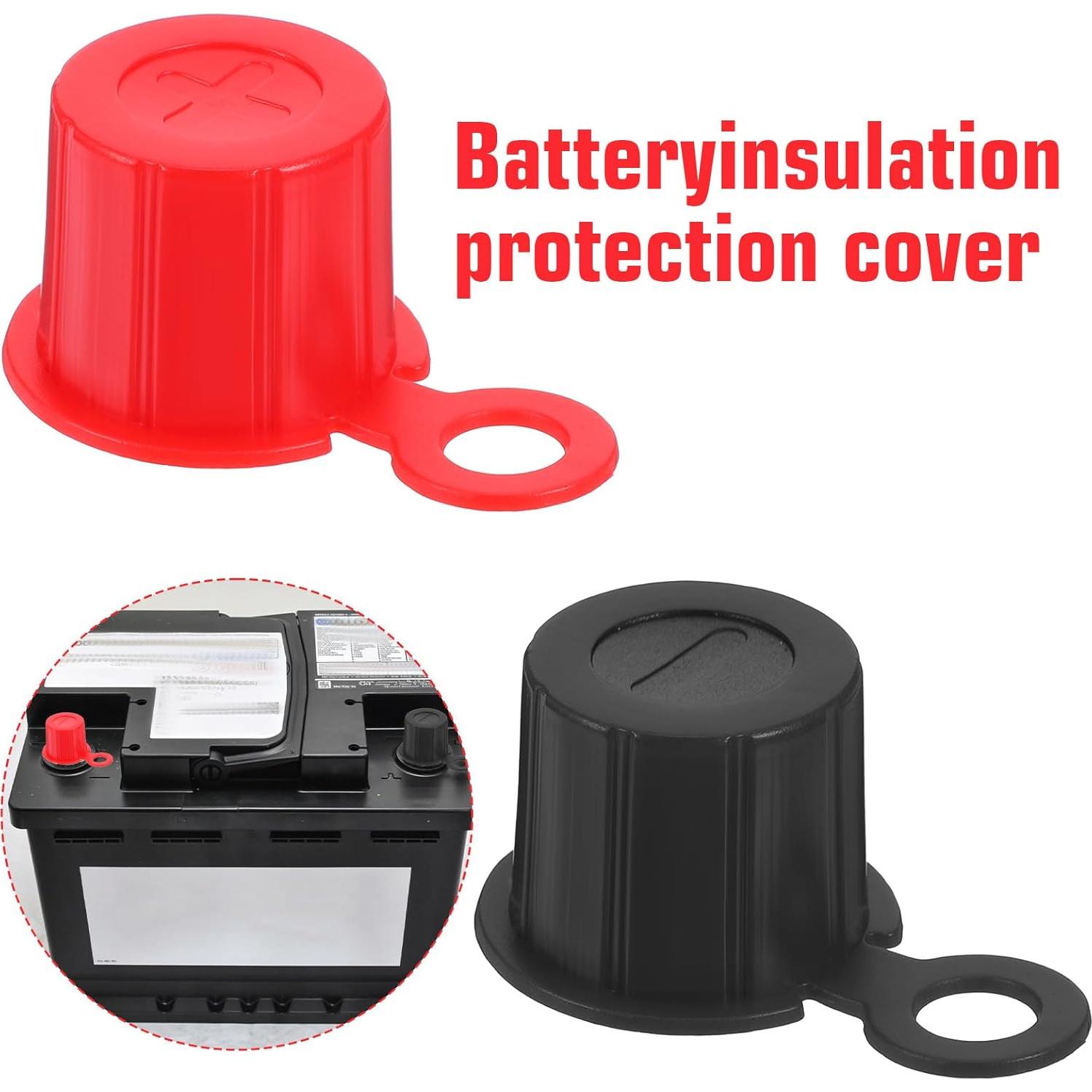 Cubiertas de terminal de batería EupHHonycs 4 PCS ABS Rojo Negro