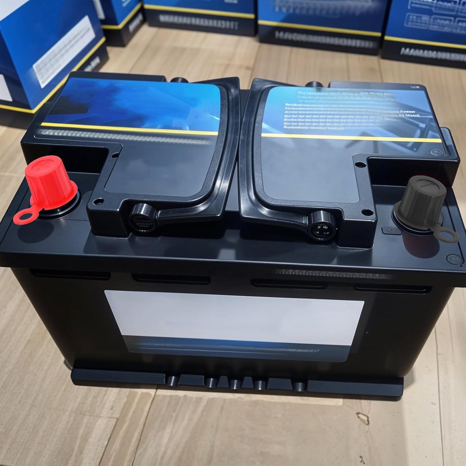 Cubiertas de terminal de batería EupHHonycs 4 PCS ABS Rojo Negro