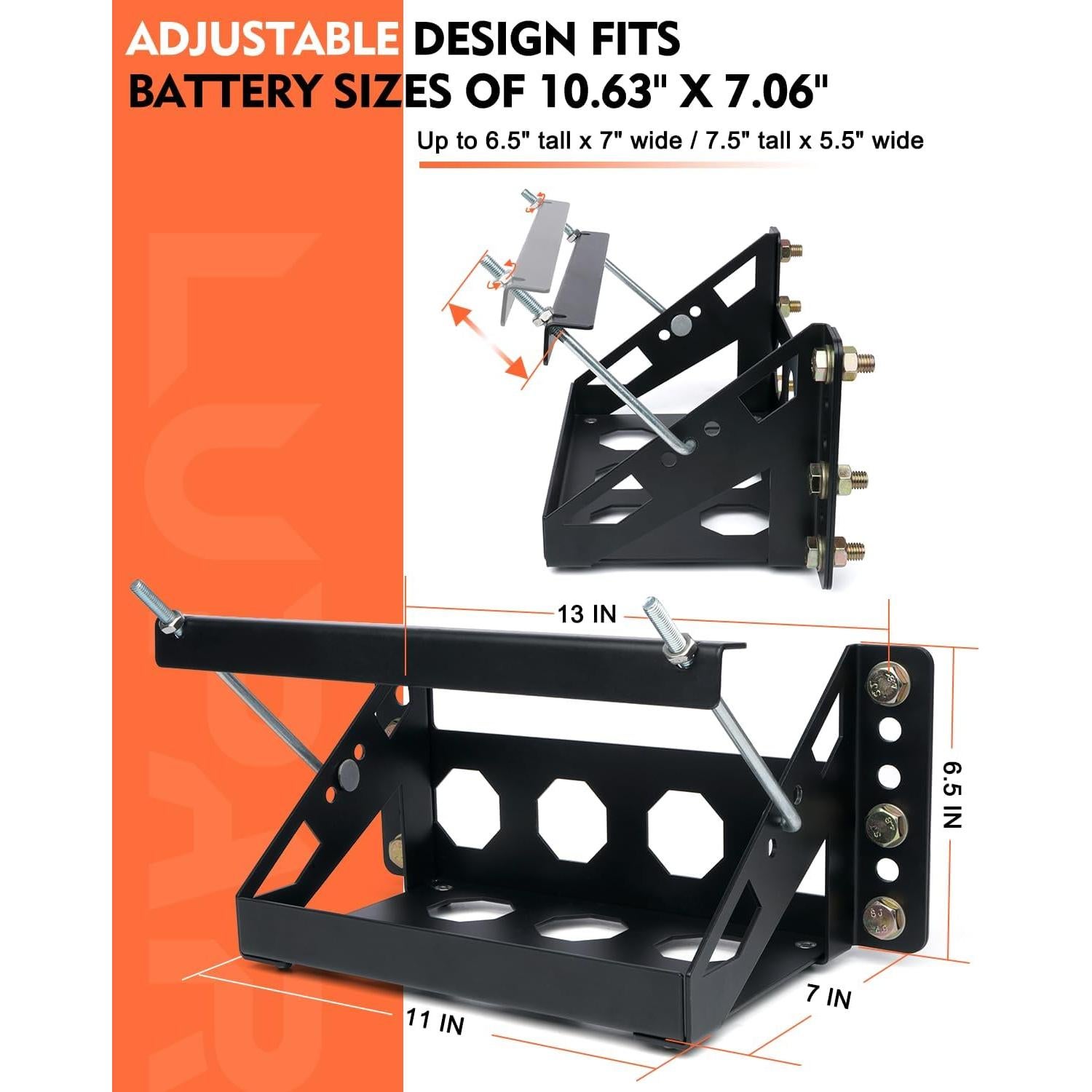 Bandeja de Montaje de Batería Lupar Ajustable 27x17.9x19.1 cm