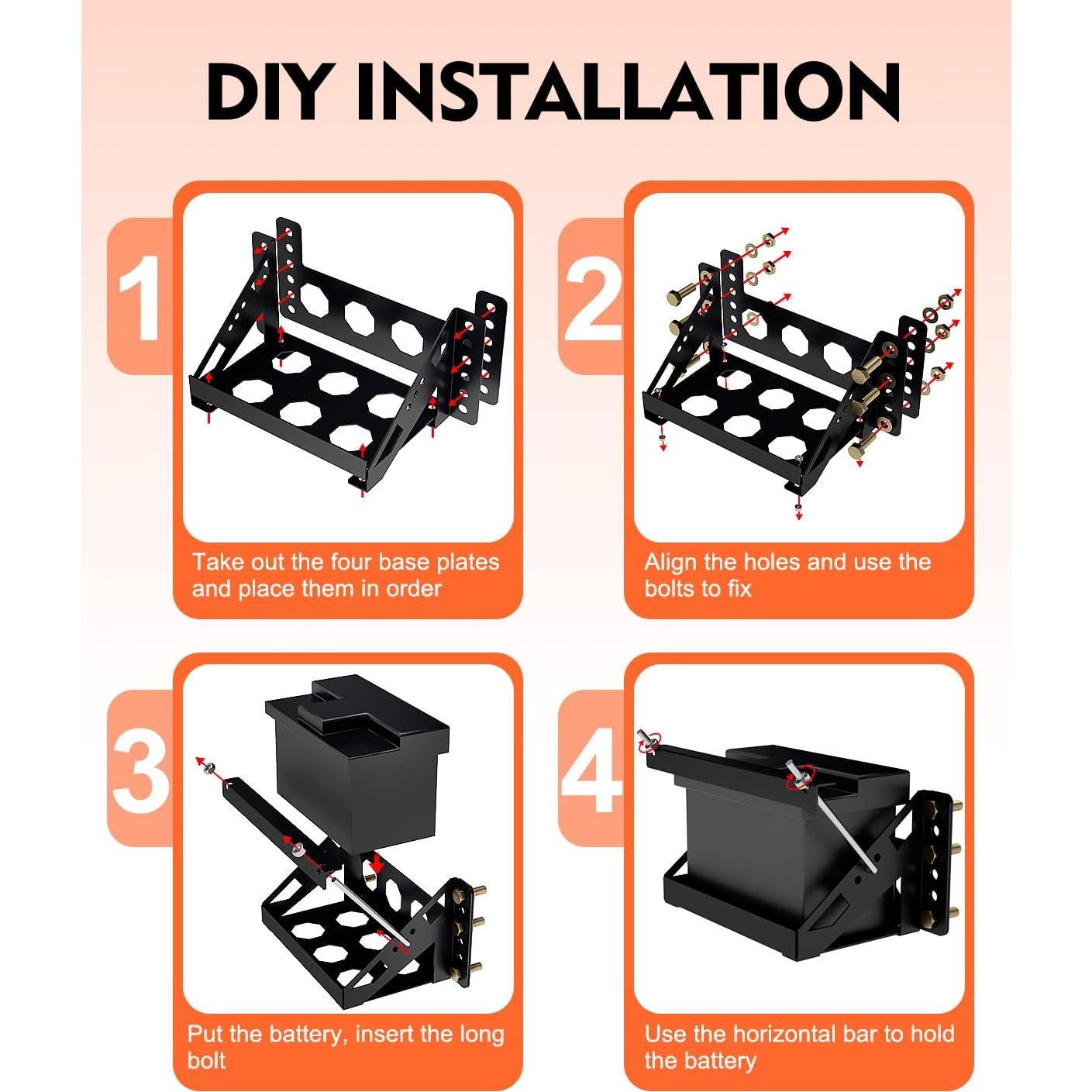 Bandeja de Montaje de Batería Lupar Ajustable 27x17.9x19.1 cm