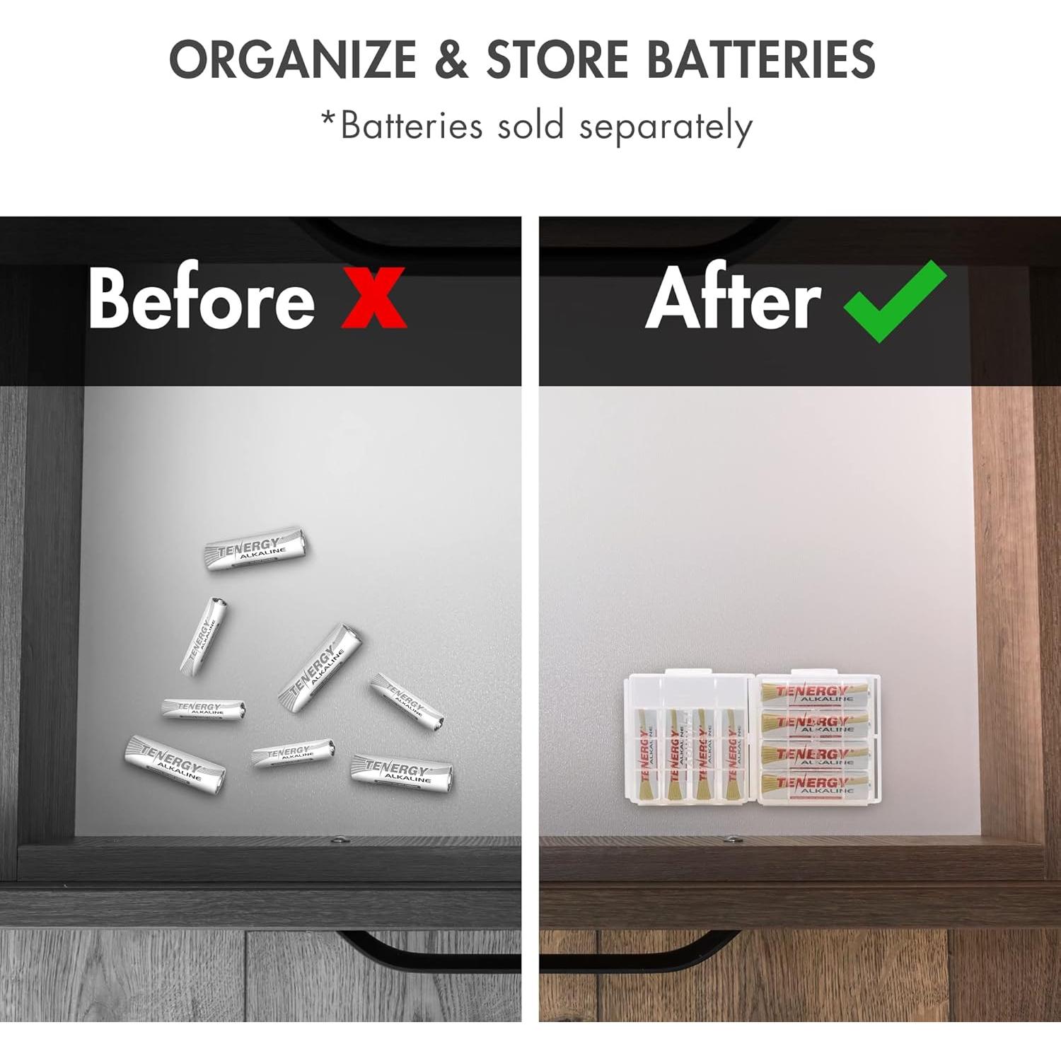 Caja de Almacenamiento Plástica Tenergy para Baterías AA/AAA - 10 Paquete