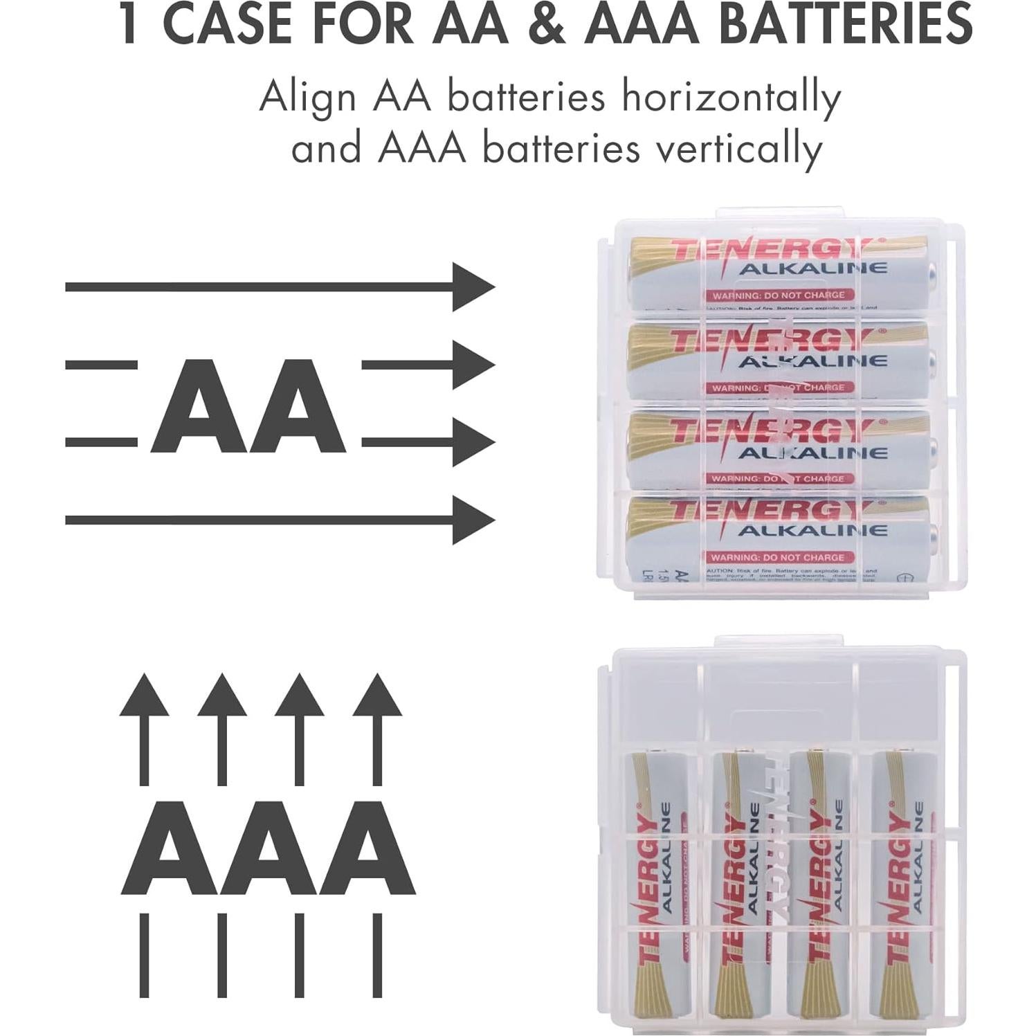 Caja de Almacenamiento Plástica Tenergy para Baterías AA/AAA - 10 Paquete