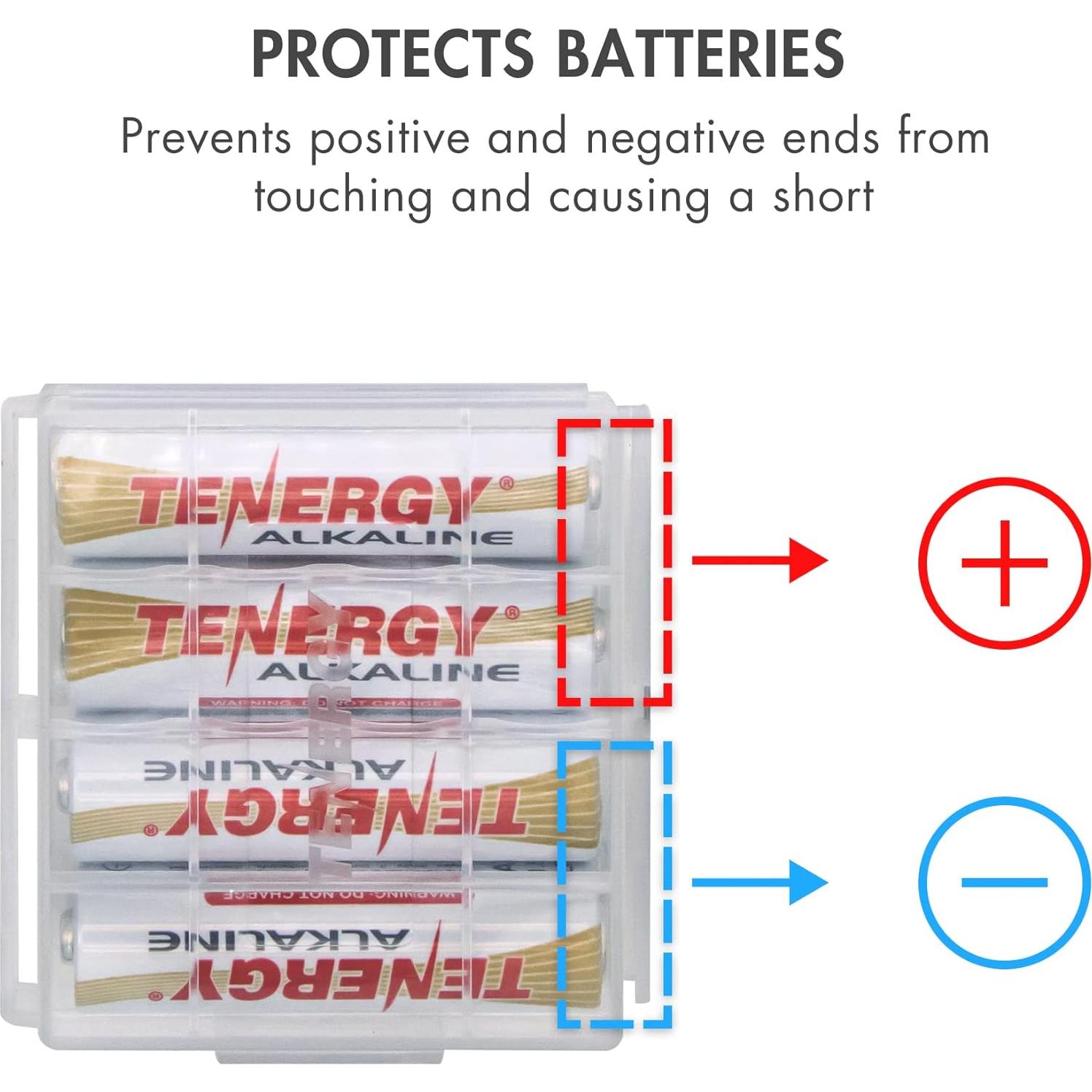 Caja de Almacenamiento Plástica Tenergy para Baterías AA/AAA - 10 Paquete