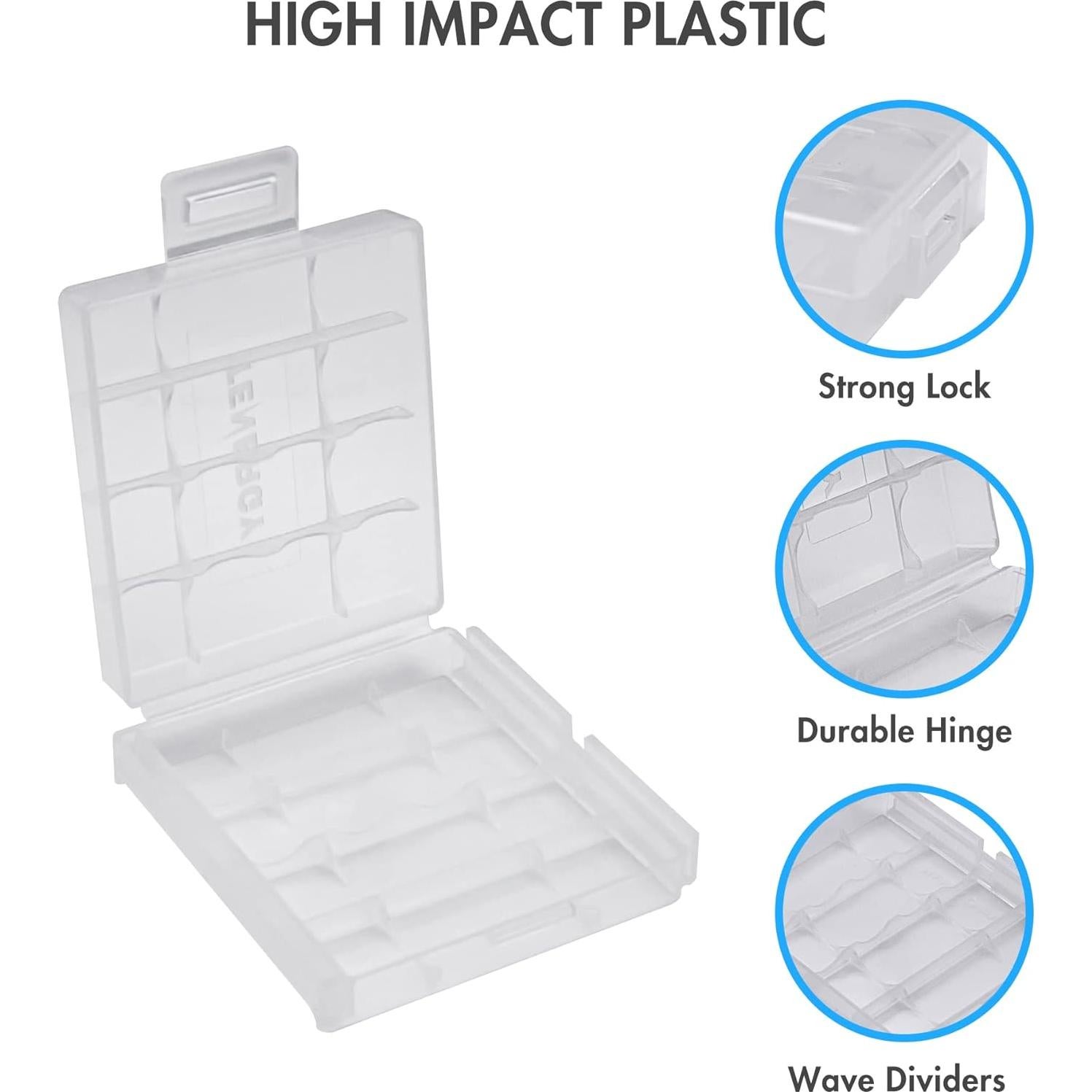 Caja de Almacenamiento Plástica Tenergy para Baterías AA/AAA - 10 Paquete