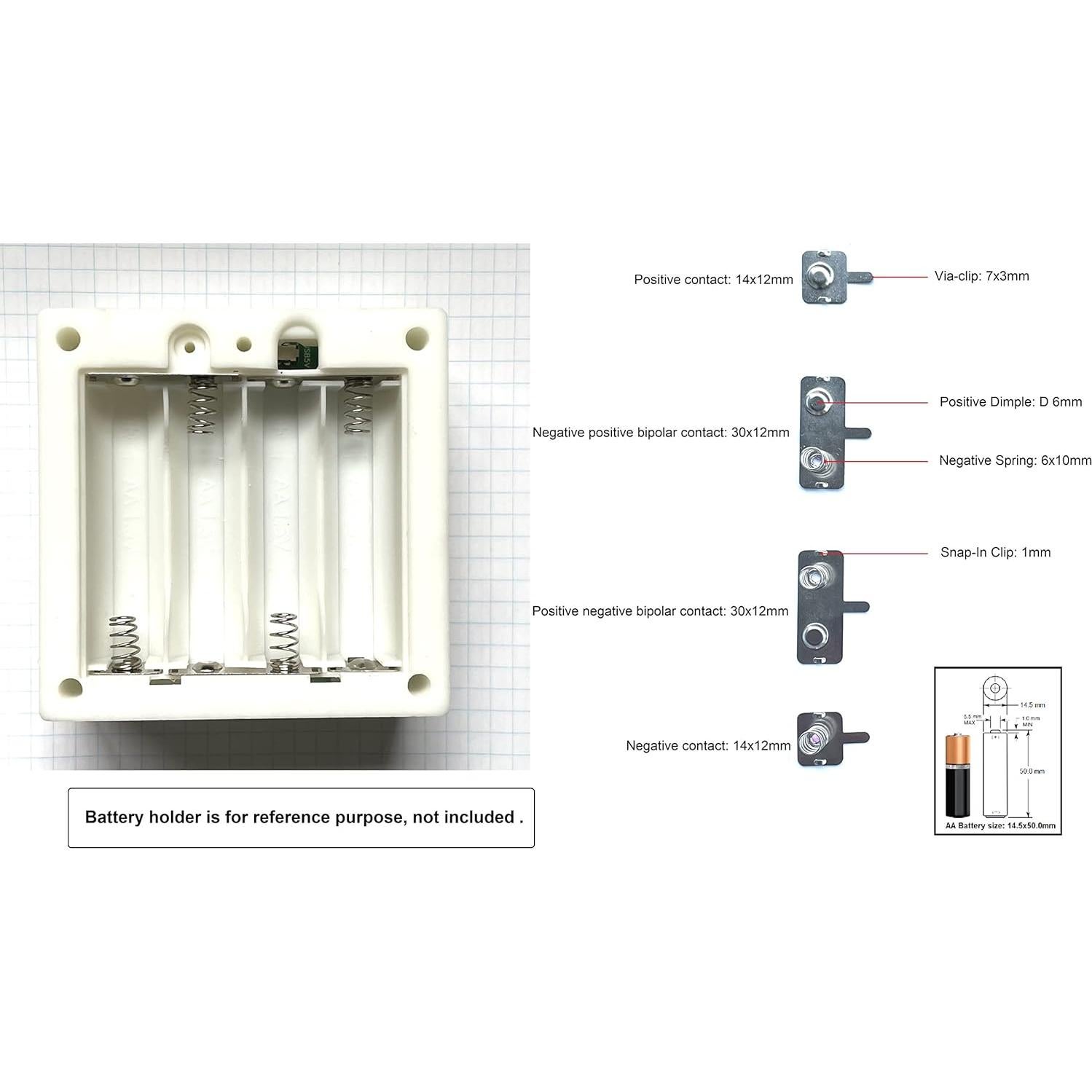 Contactos de Batería AA Niquelado Plantmate 12 Piezas