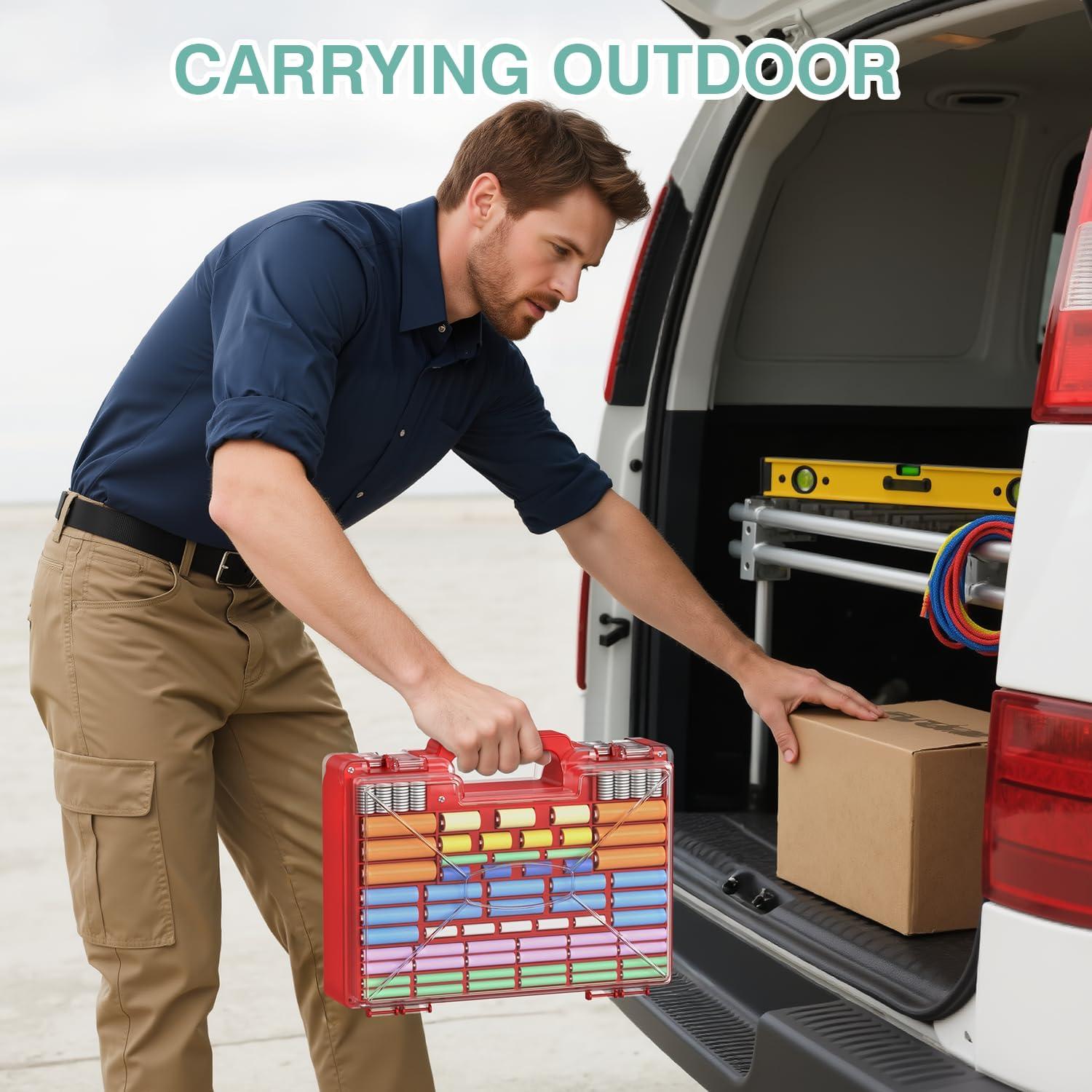 Organizador de Baterías Oachimo con Probador - Almacena 185+ Baterías