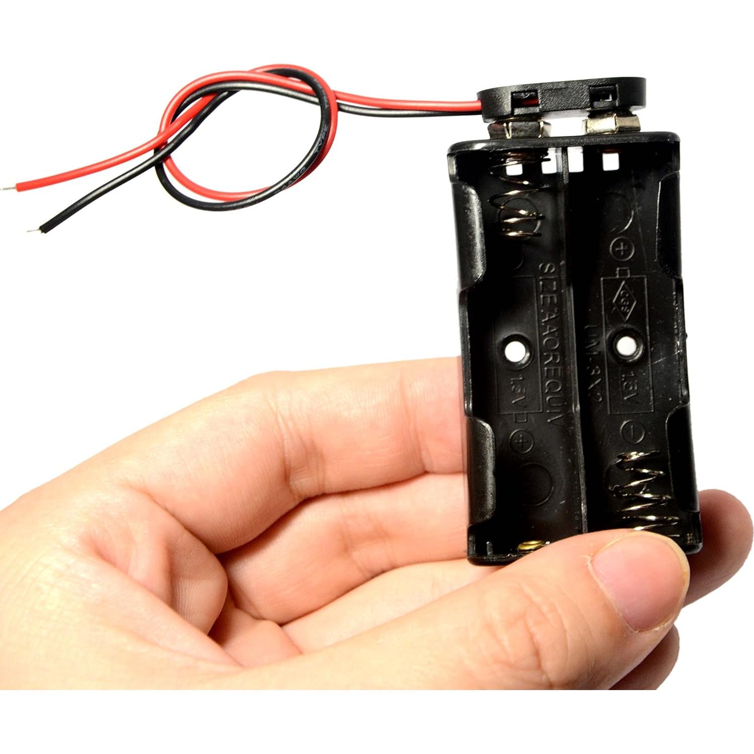 Soporte de Batería AA 2x1.5V LAMPVPATH + Conectores 9V