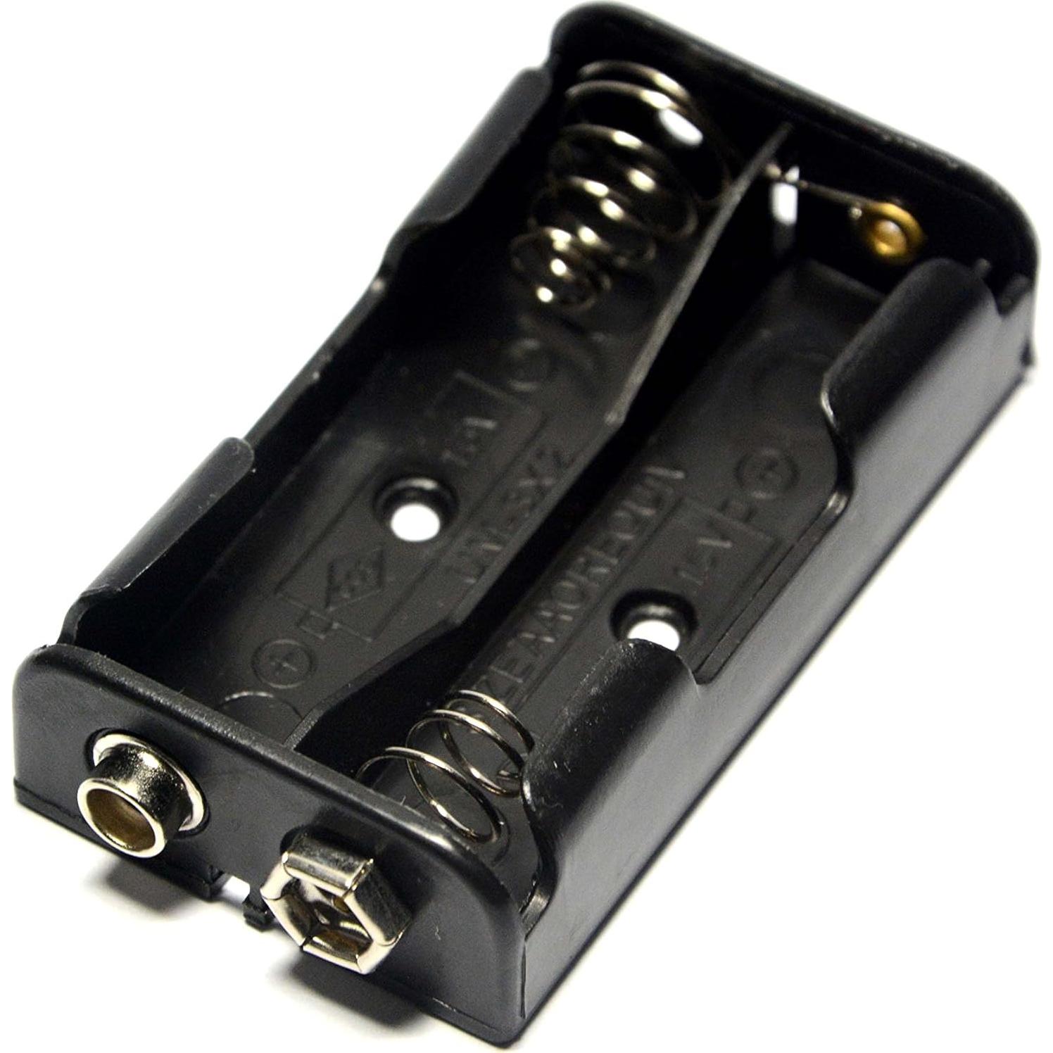 Soporte de Batería AA 2x1.5V LAMPVPATH + Conectores 9V