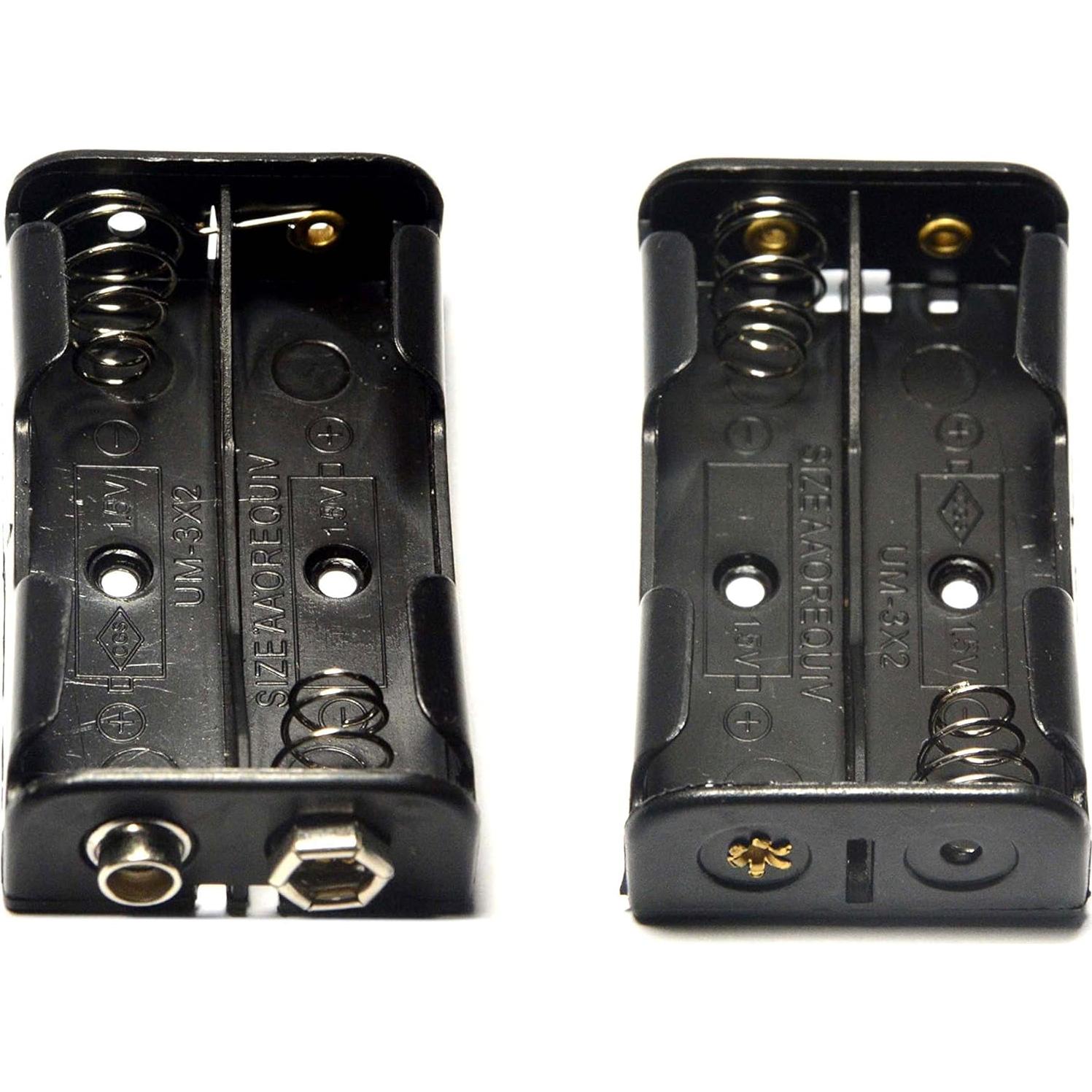 Soporte de Batería AA 2x1.5V LAMPVPATH + Conectores 9V